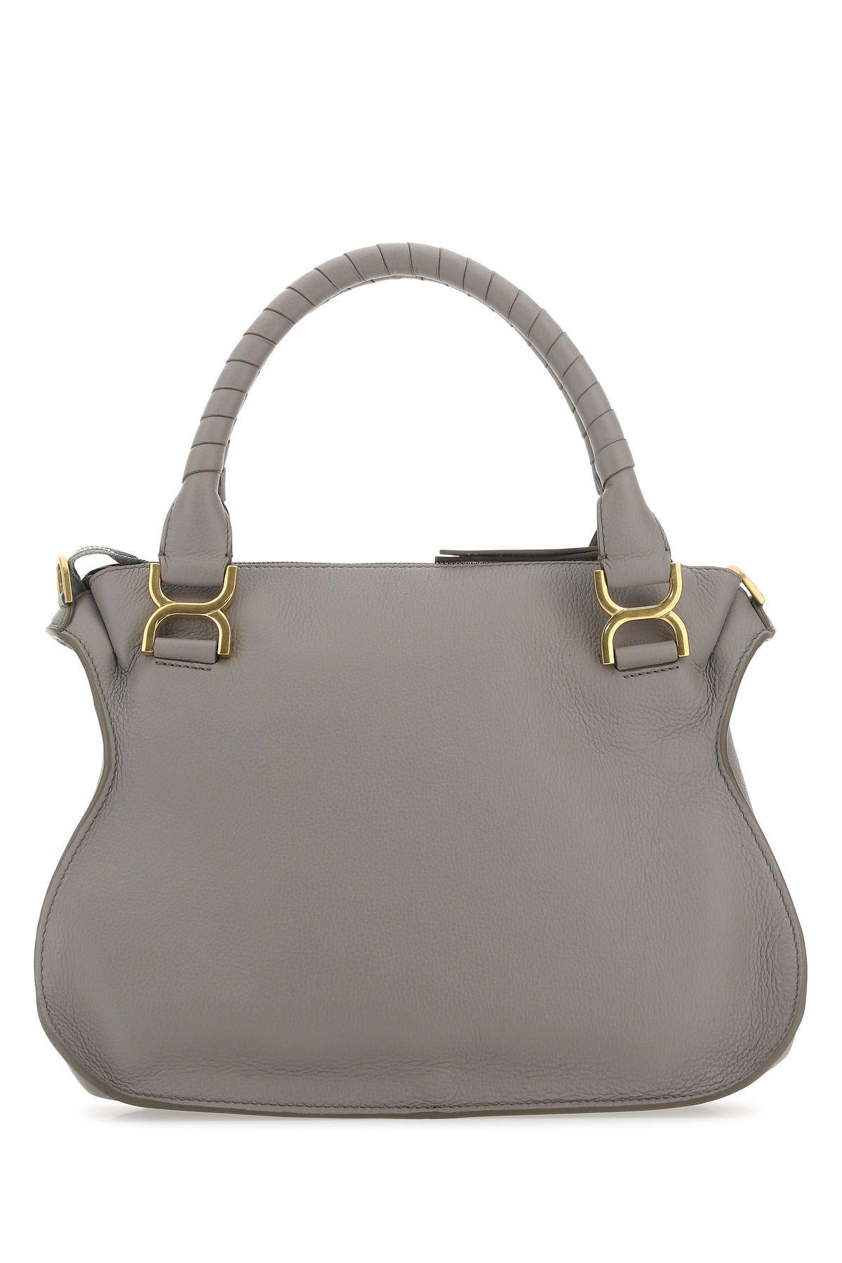 Shop Chloé Grey Leather Medium Marcie Handbag