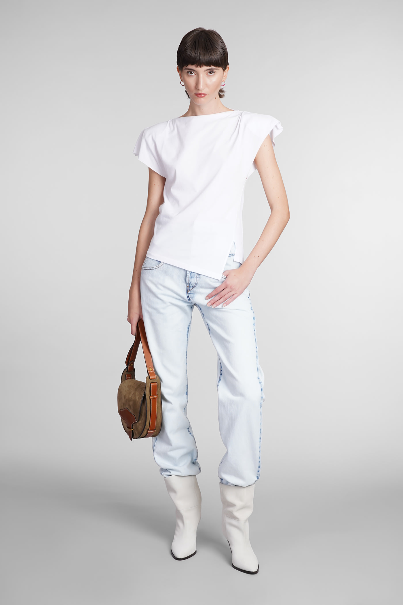 Shop Isabel Marant Sebani T-shirt In White Cotton
