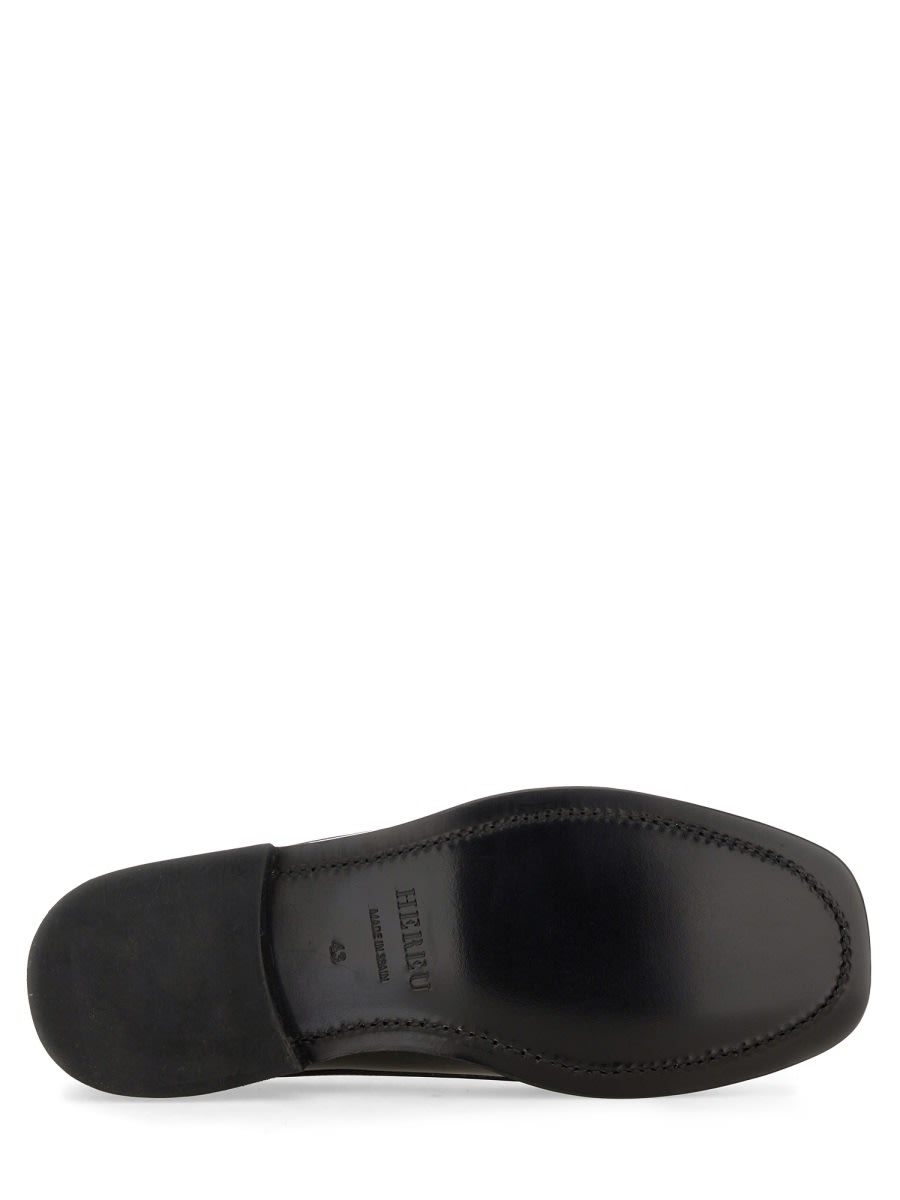 Hereu Squared Leather Moccasin Shoes For Men In Black