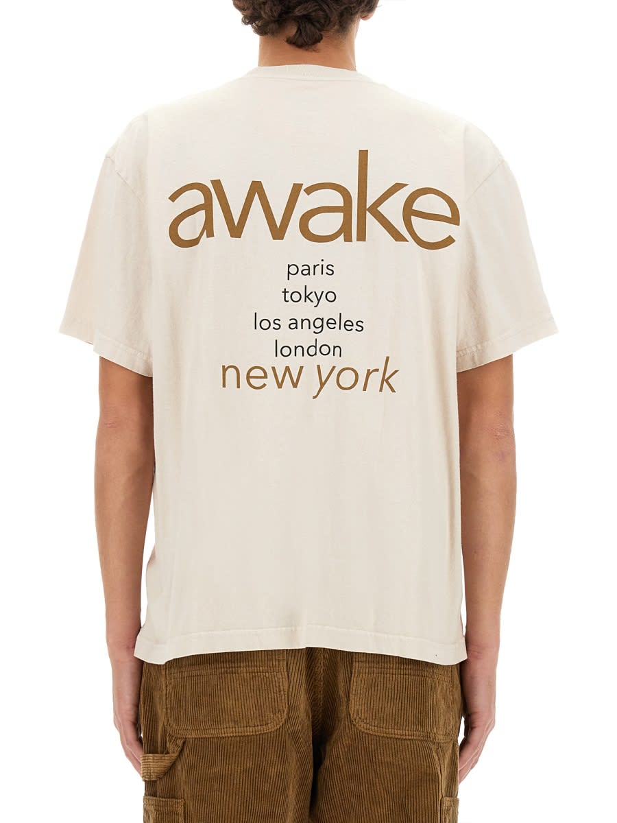 Shop Awake Ny T-shirt With Logo In Nude