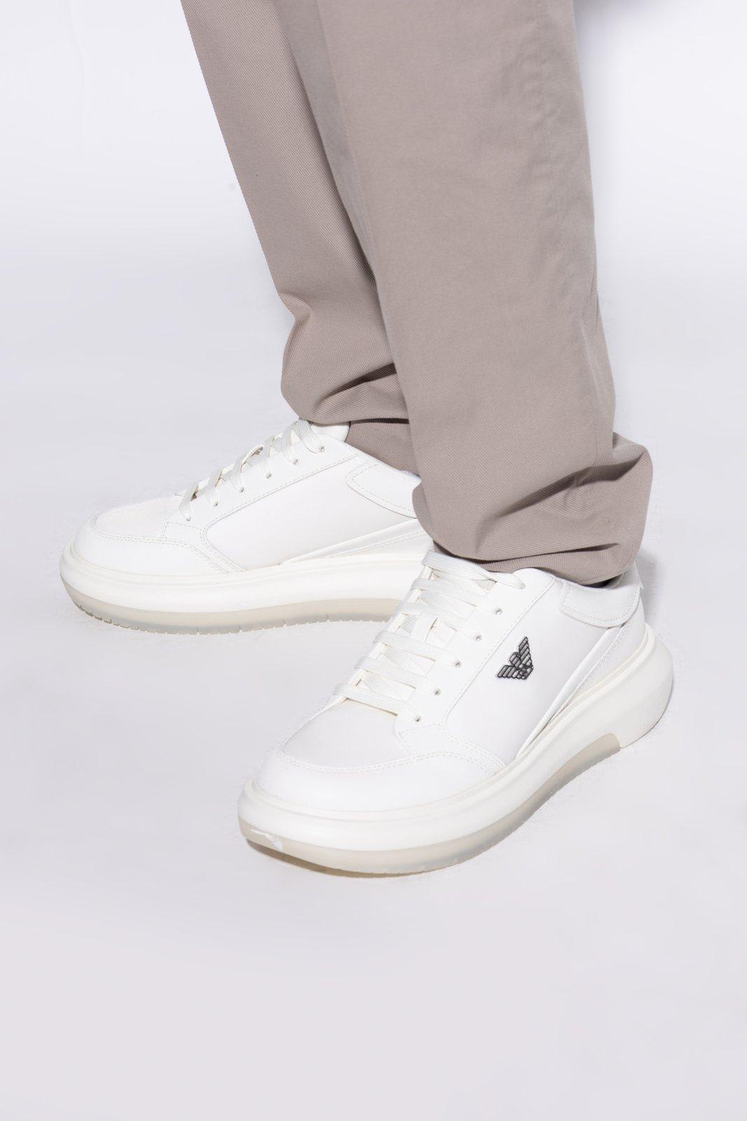 Emporio Armani Men's Logo Sneakers In Bianco