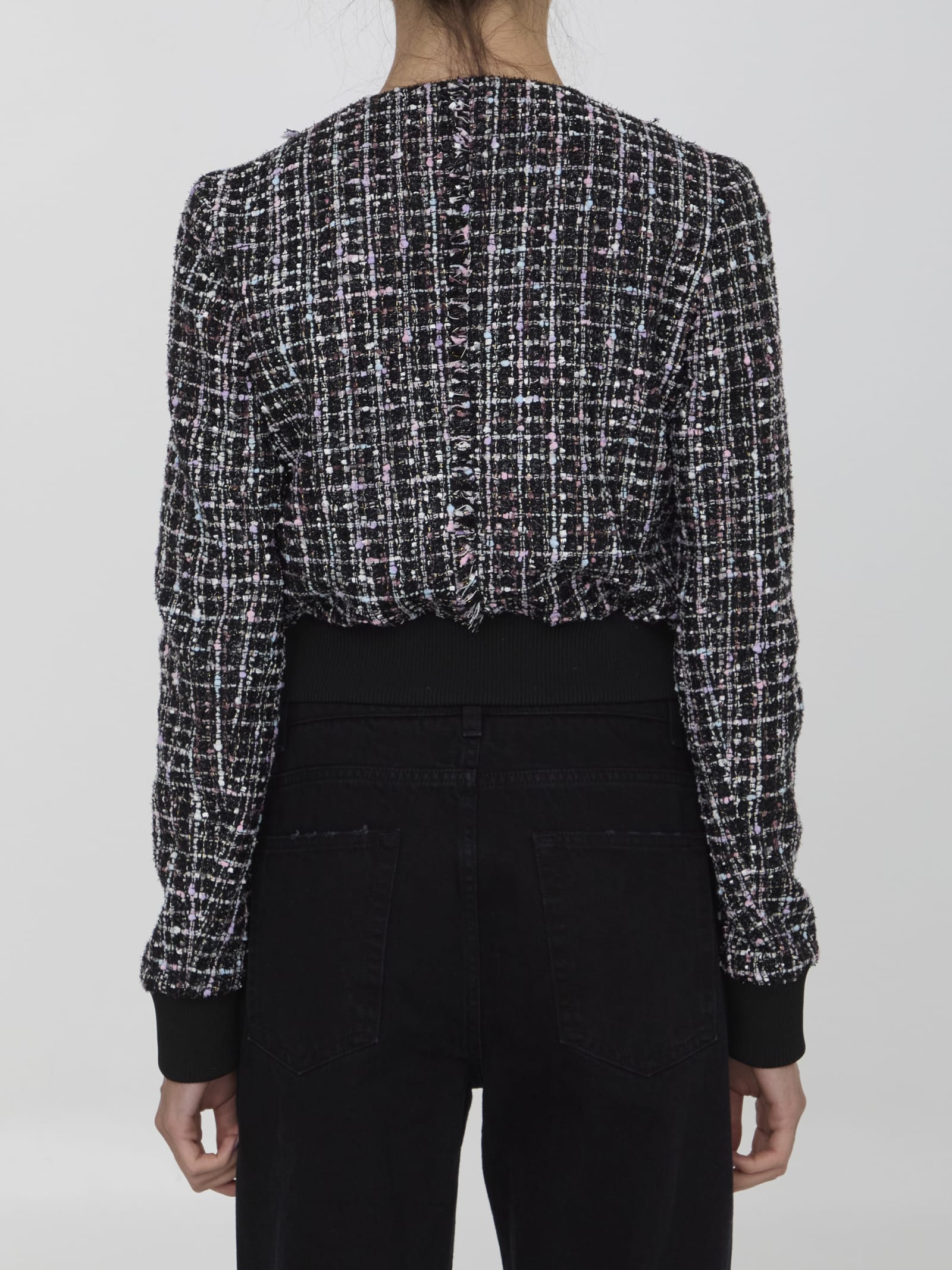 Shop Balmain Tweed Jacket In Black