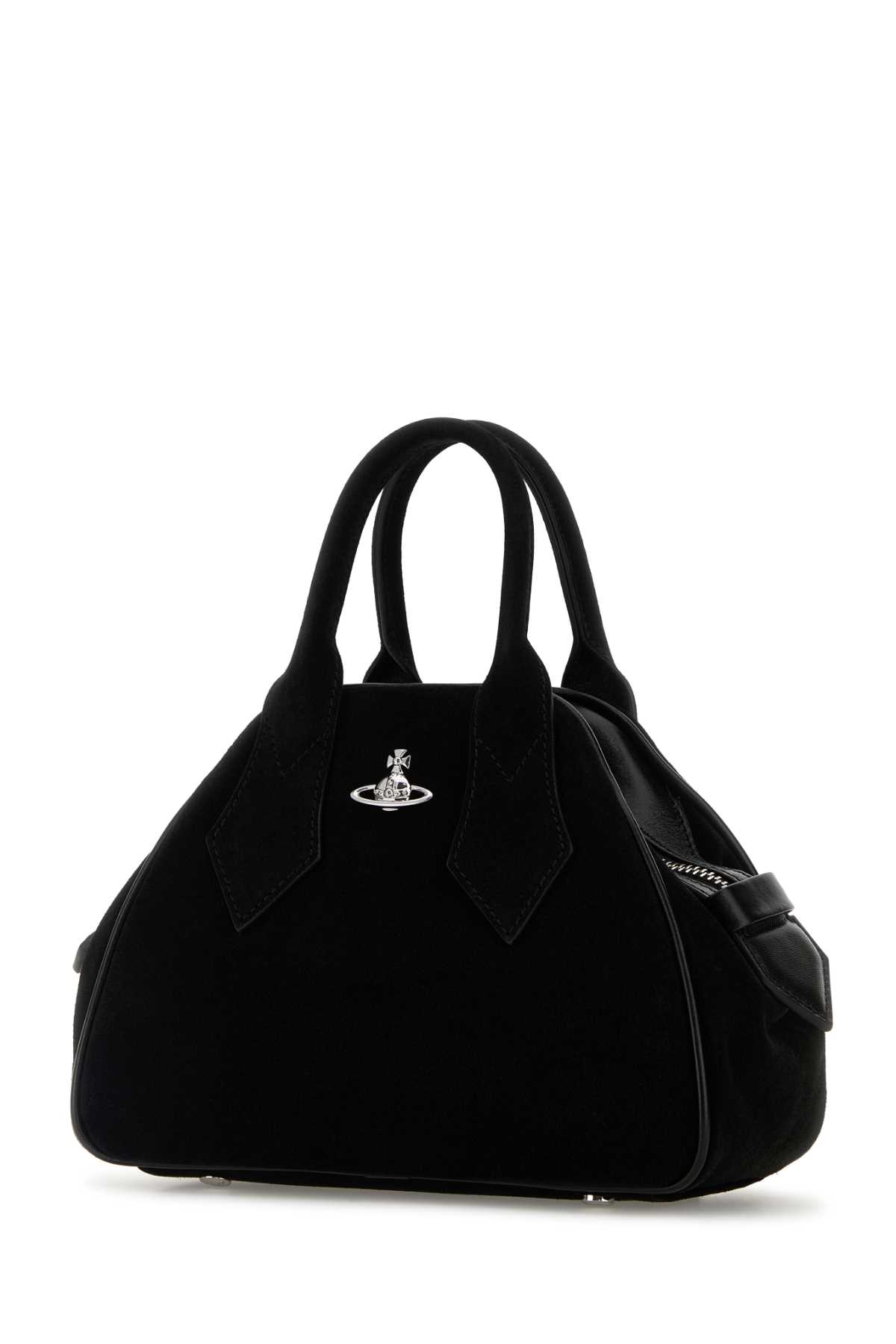 Vivienne Westwood Structured Pebbled Texture Shoulder Bag With Dual Handles In Black