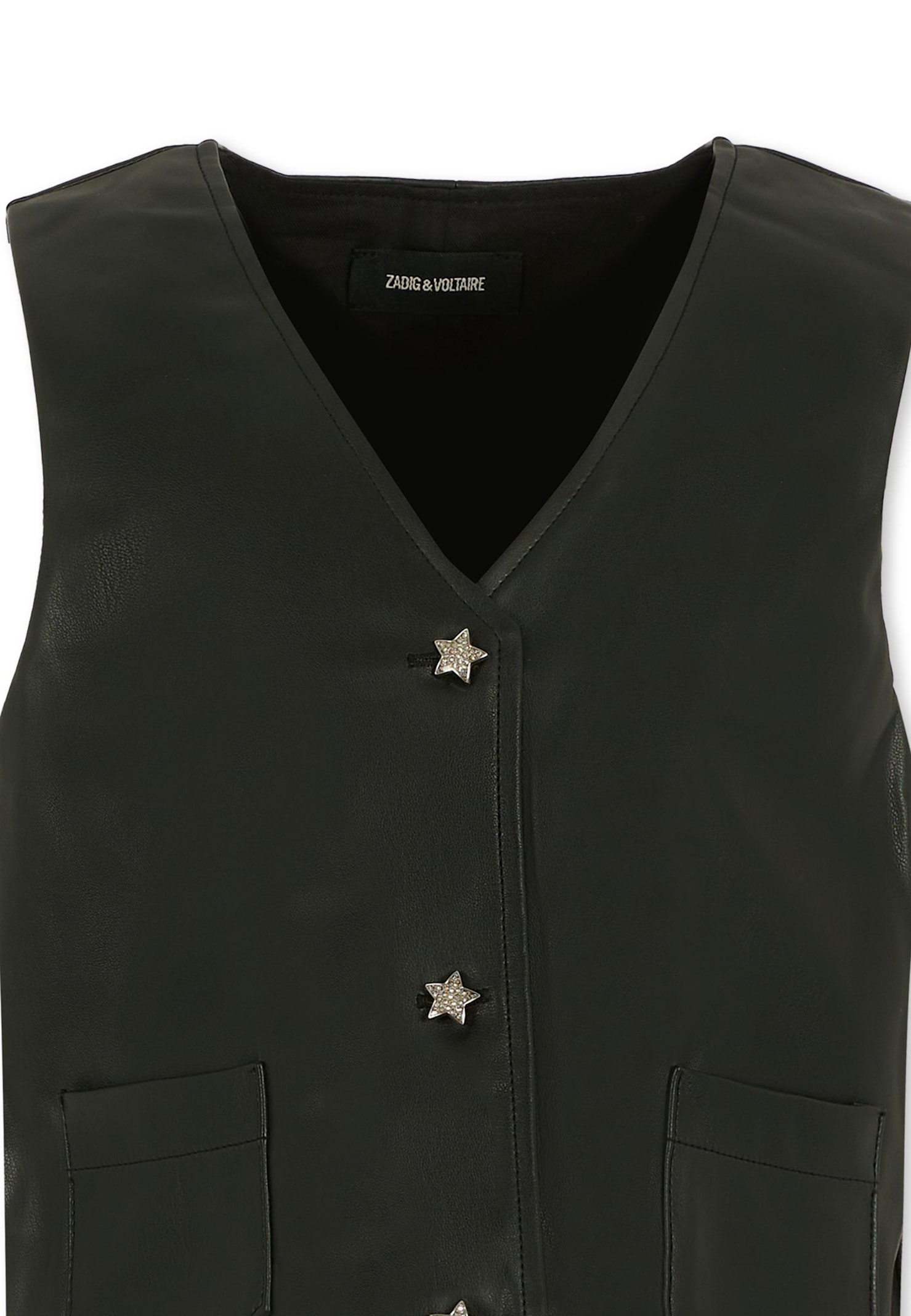 Zadig & Voltaire Black Vest For Girl With Star In Black