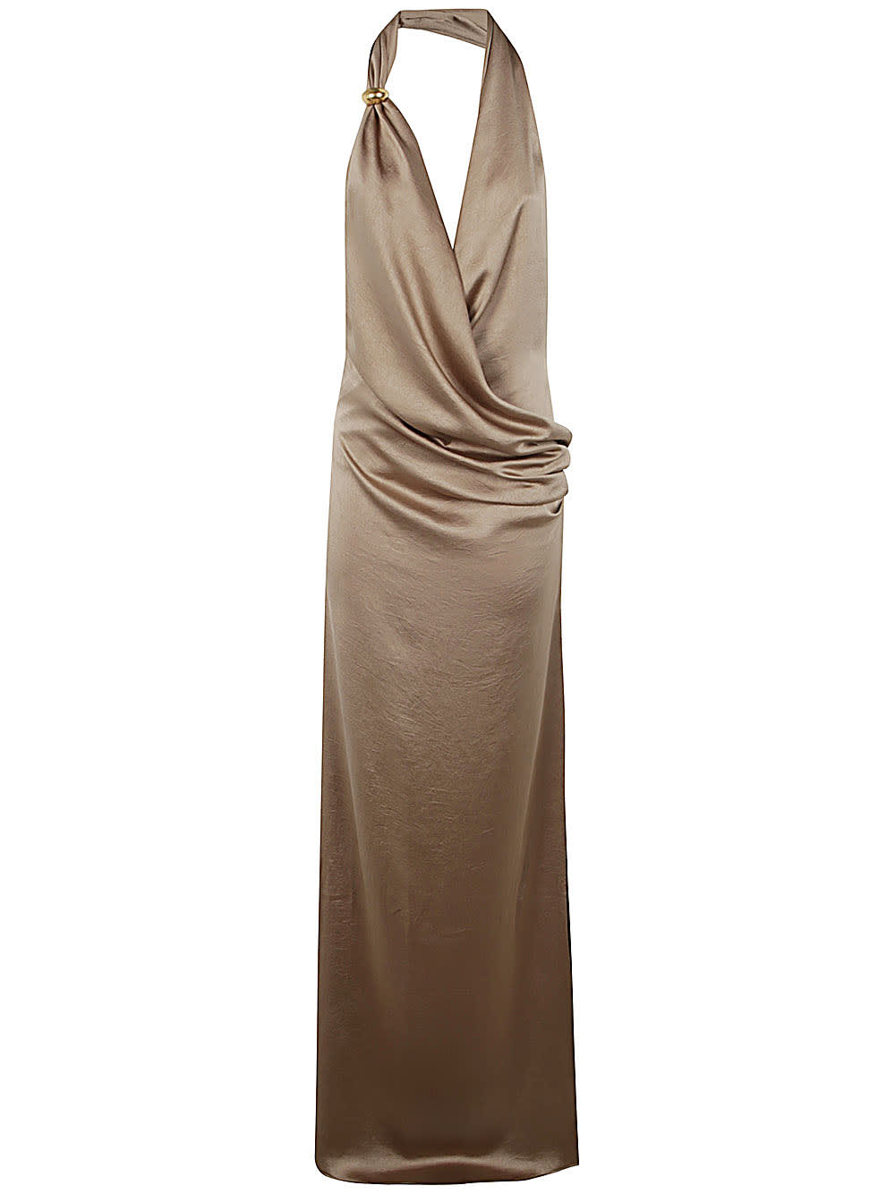 Shop Blumarine 4a110a Dress In Satin In Sandy Grey