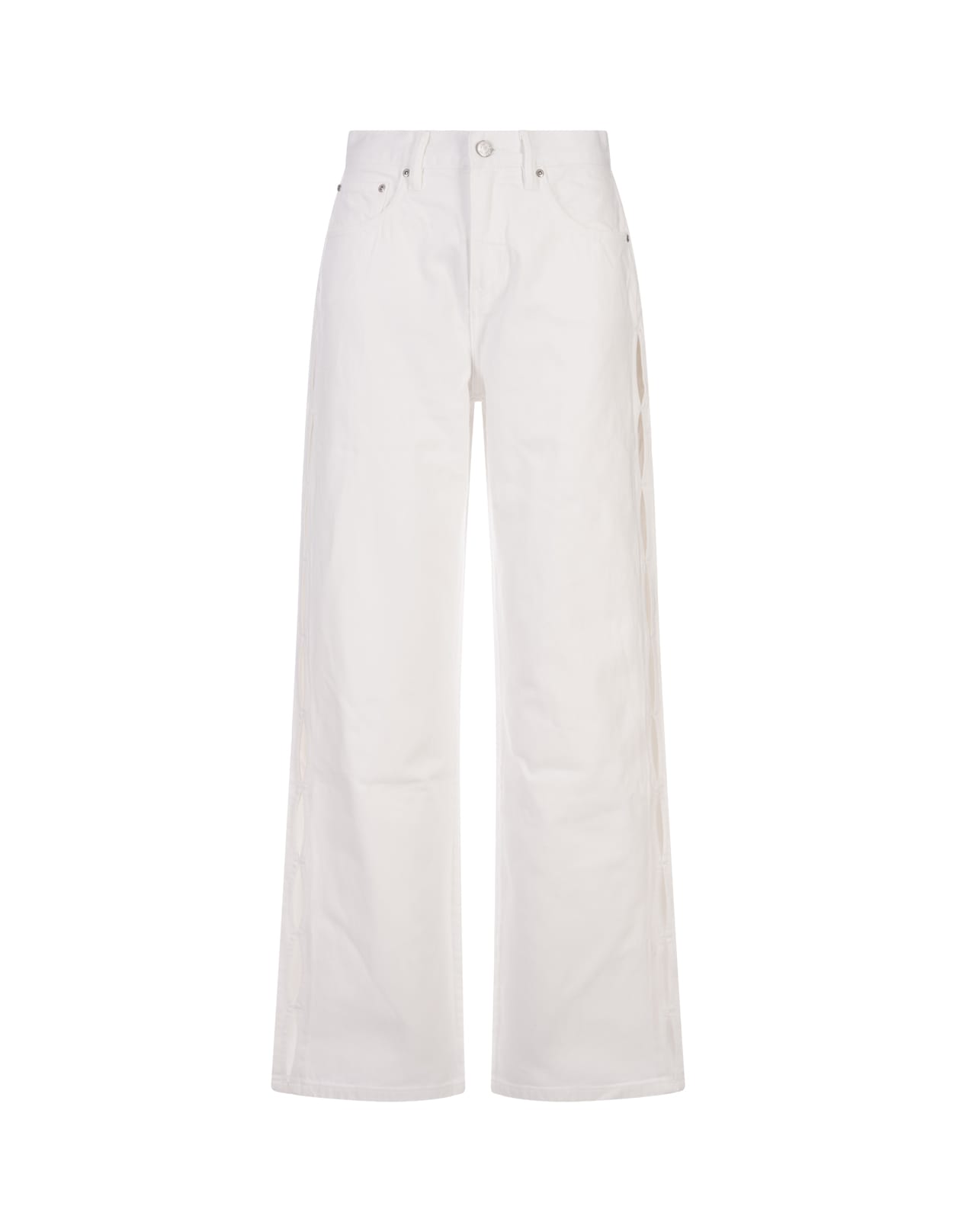 Purple Brand Wide Side Cut Out Jeans In White In Neutral