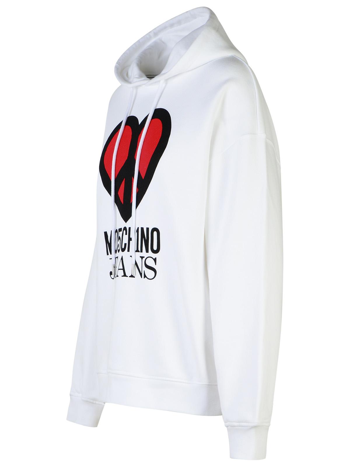 Shop M05ch1n0 Jeans White Cotton Sweatshirt