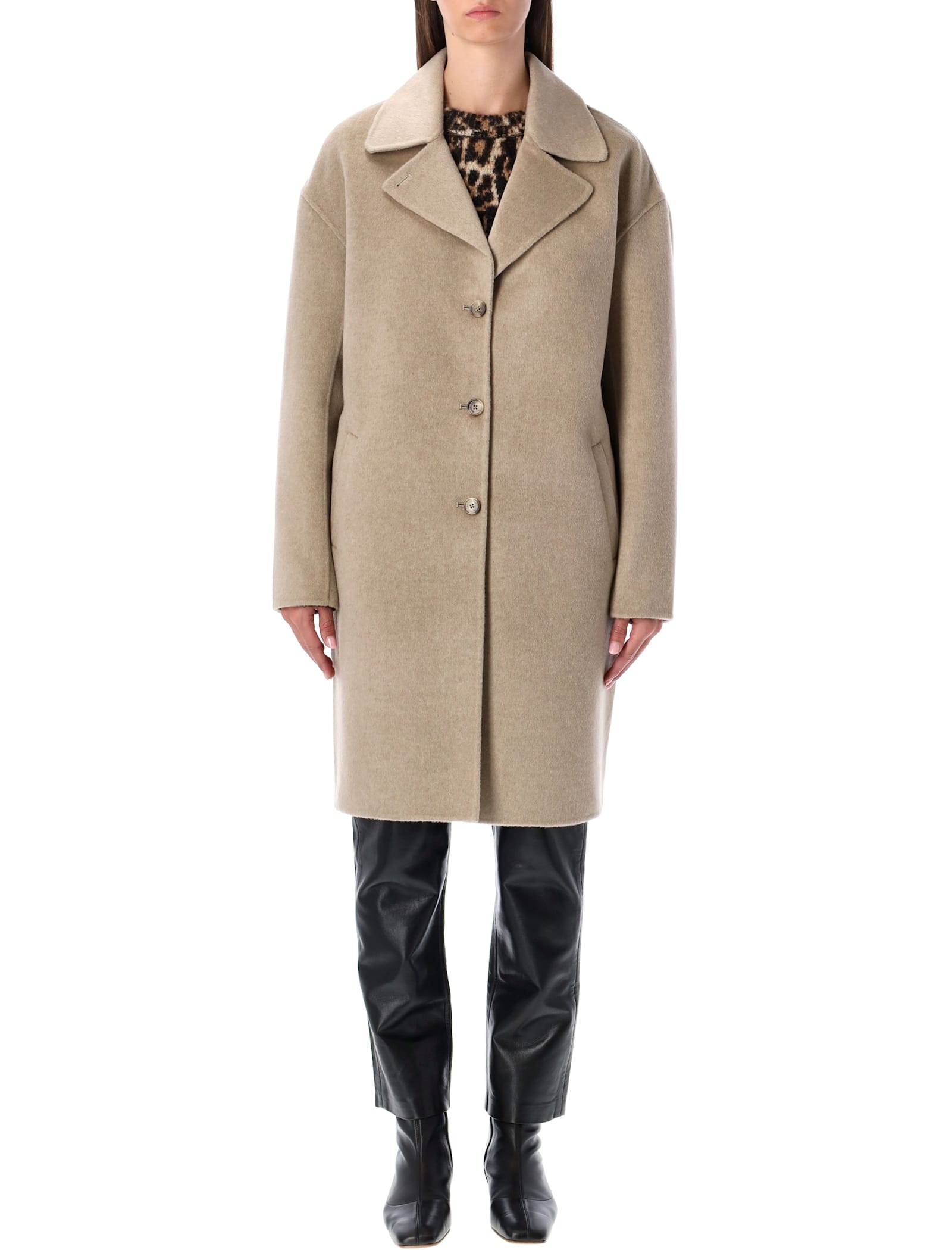 Anine Bing Portia Wool Cashmere Coat In Neutral