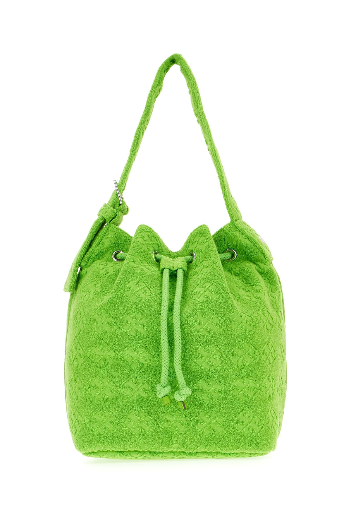 Tory Burch Textured Fabric Shoulder Bags With Adjustable Strap In Green