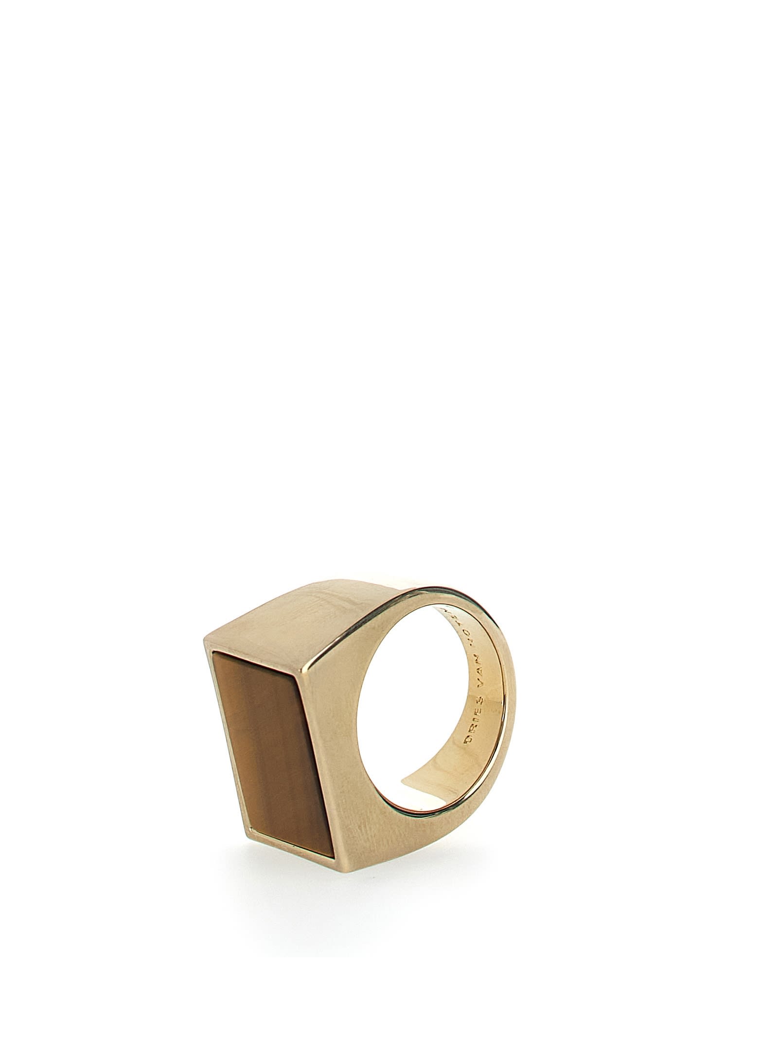 Shop Dries Van Noten Stone Ring In Gold