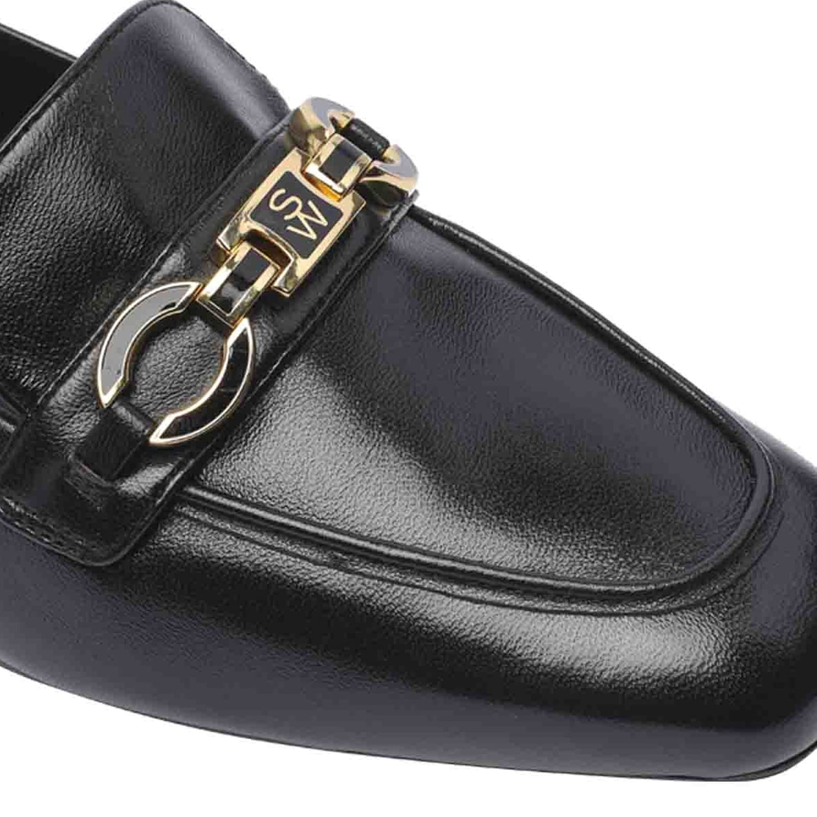 Stuart Weitzman Signature Square Leather Loafers In Black