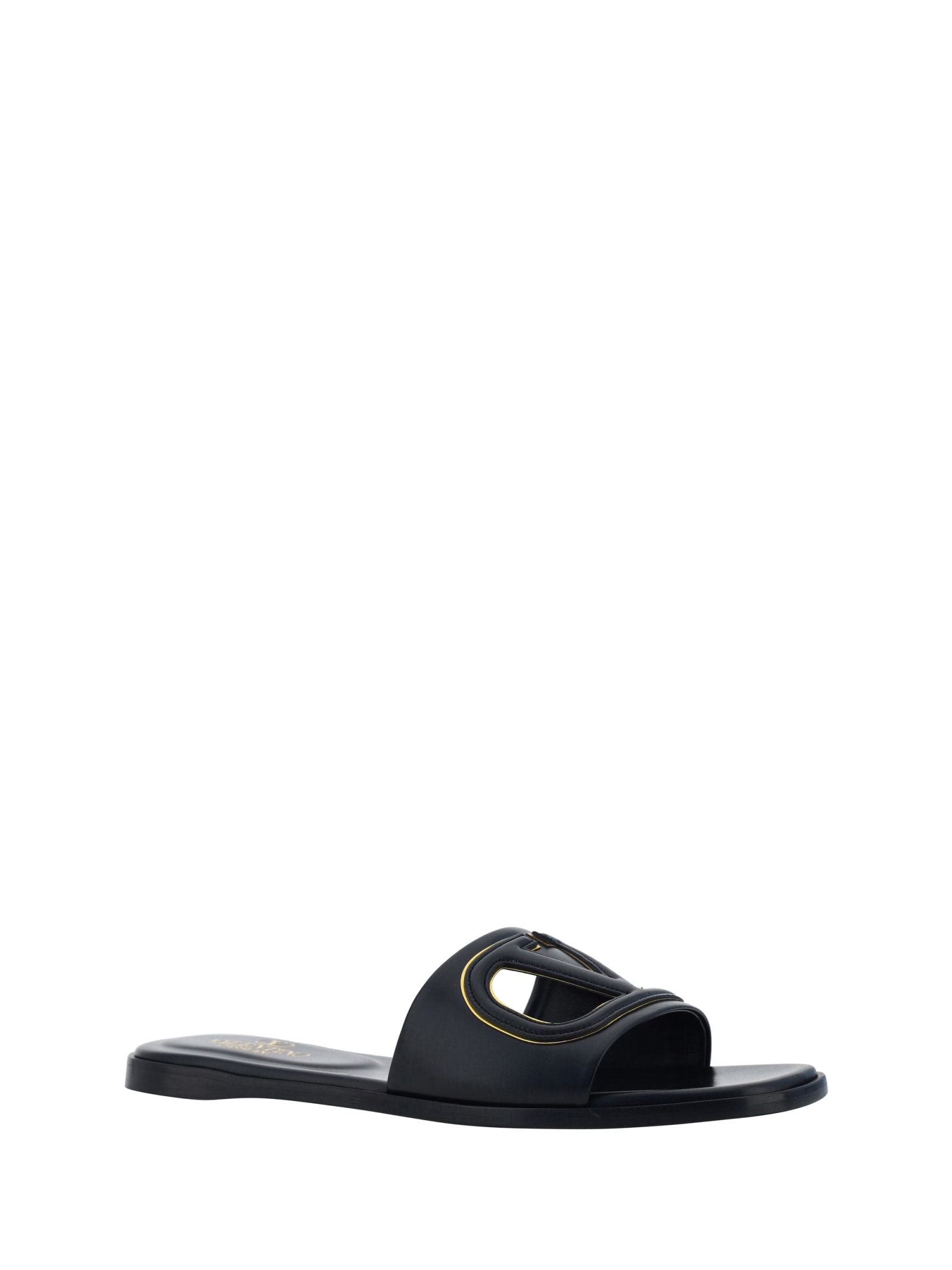 Valentino Vlogo Cutout Leather Sandal In Black