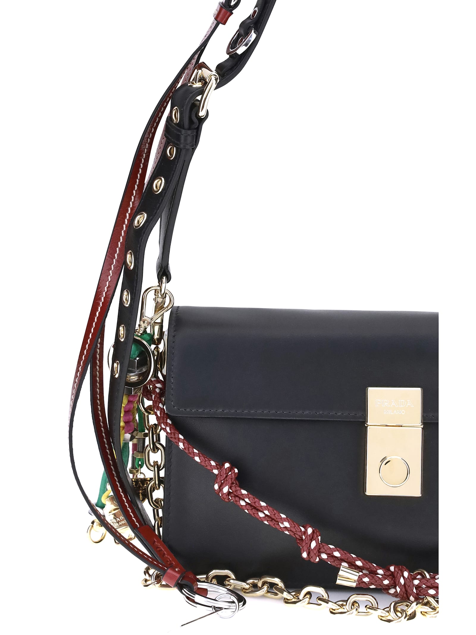 Prada Soft Sound Small Shoulder Bag In Black
