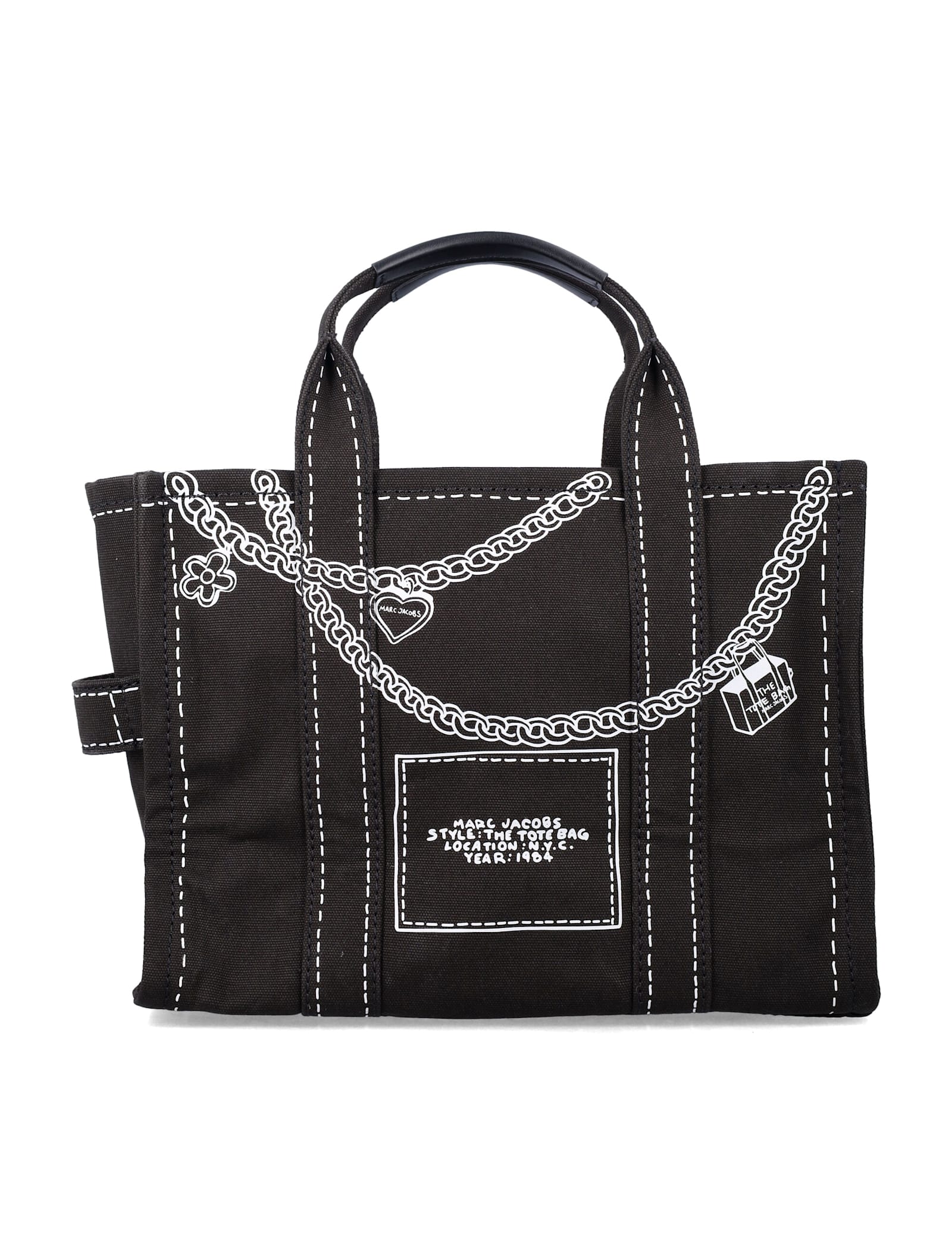 Marc Jacobs The Trompe L Oeil Charm Medium Tote Bag In Black