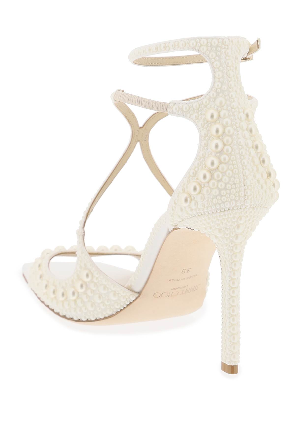 Shop Jimmy Choo Azia 95 Sandals With Pearls In White White (black)