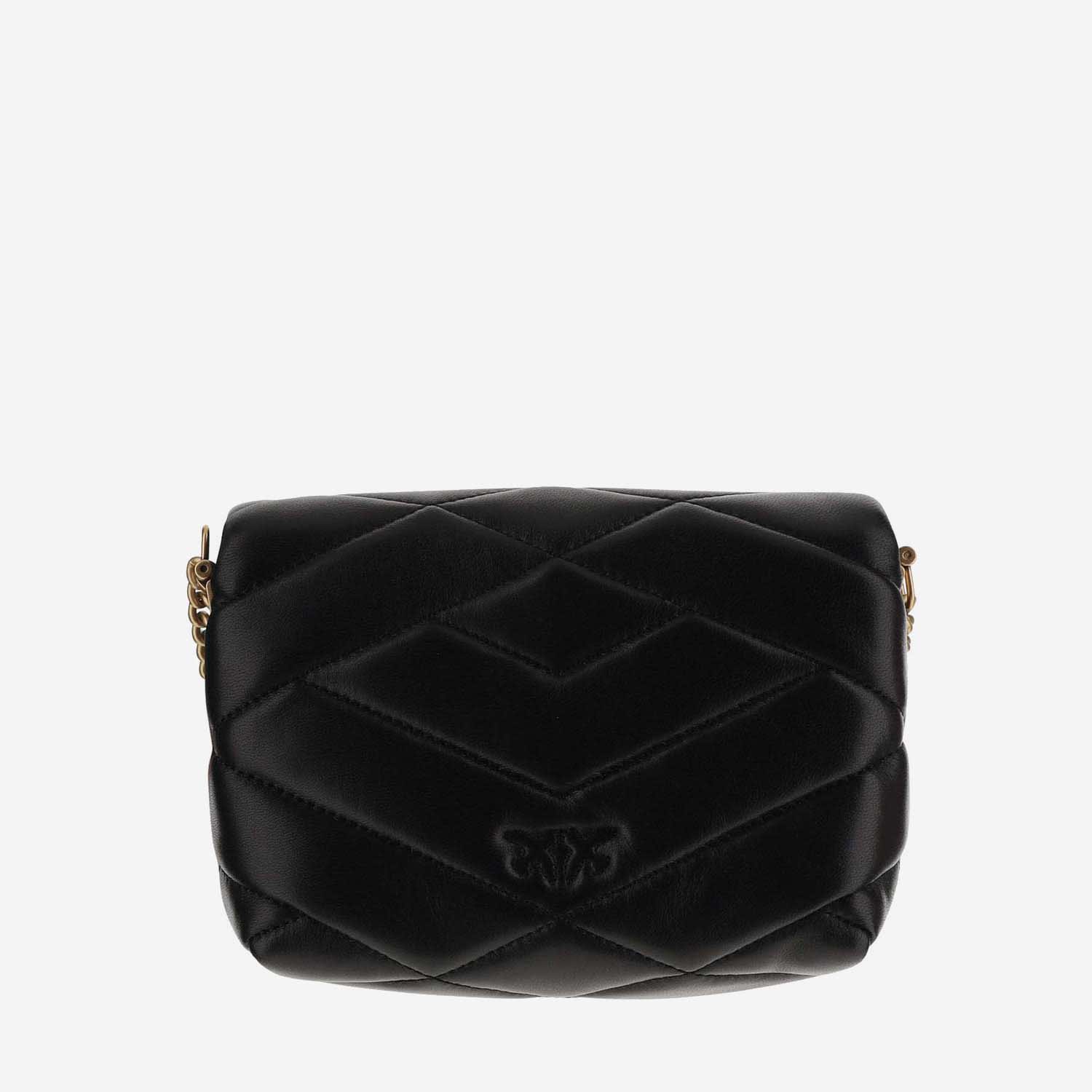 Shop Pinko Love Birds Quilted Shoulder Bag In Black