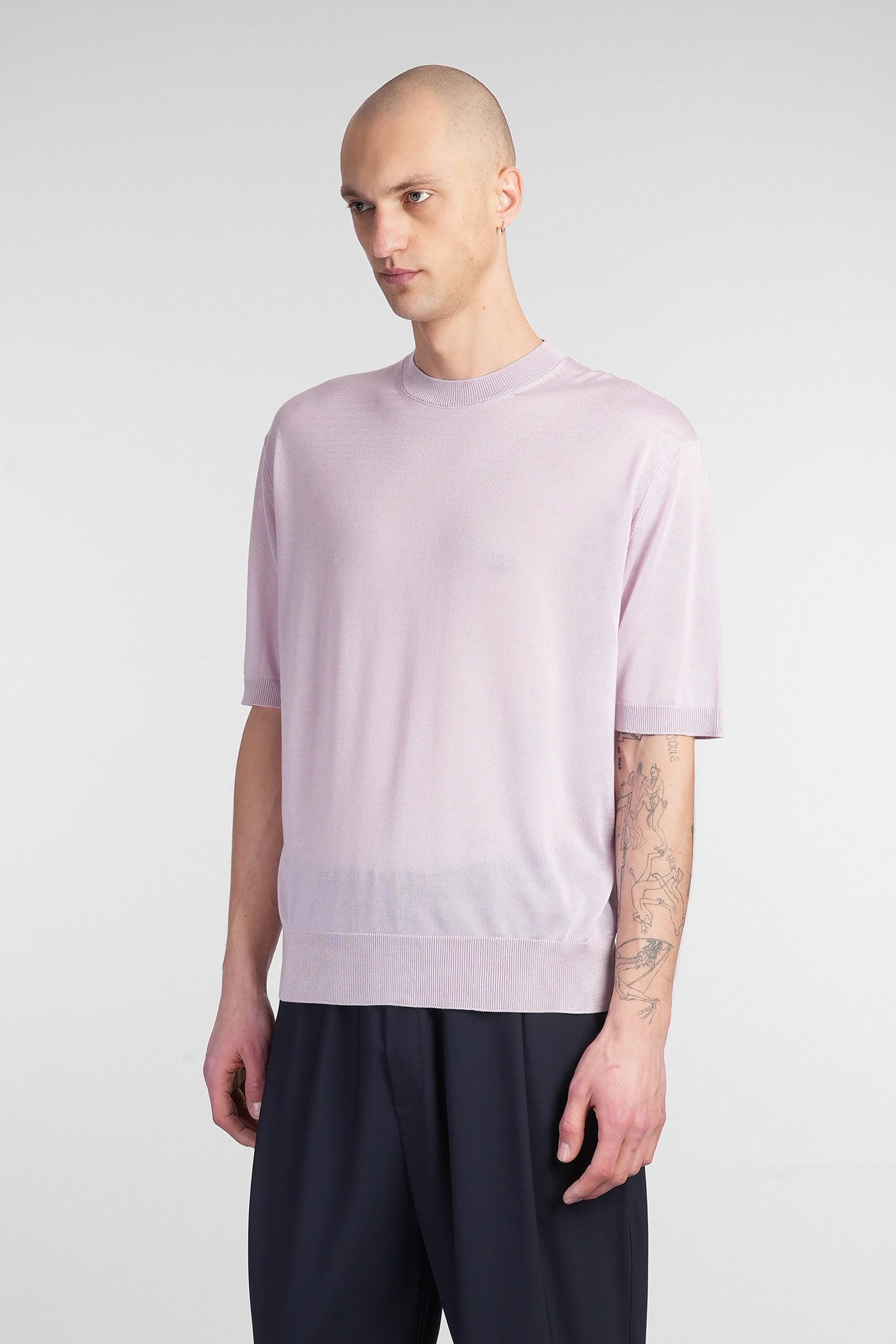 Shop Laneus T-shirt In Lilla Wool And Polyester