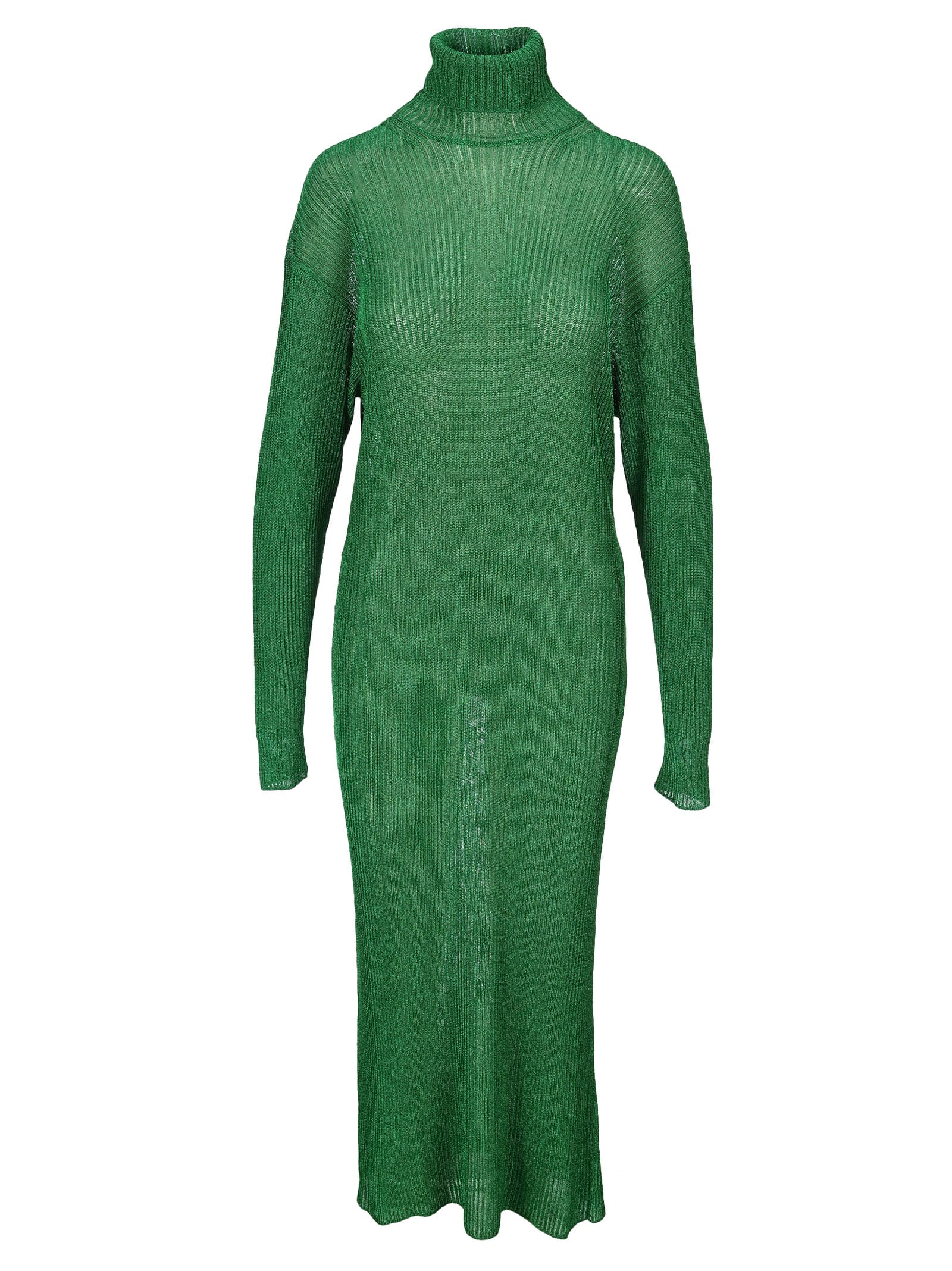 Balenciaga Green Metallic-sheen Long Dress