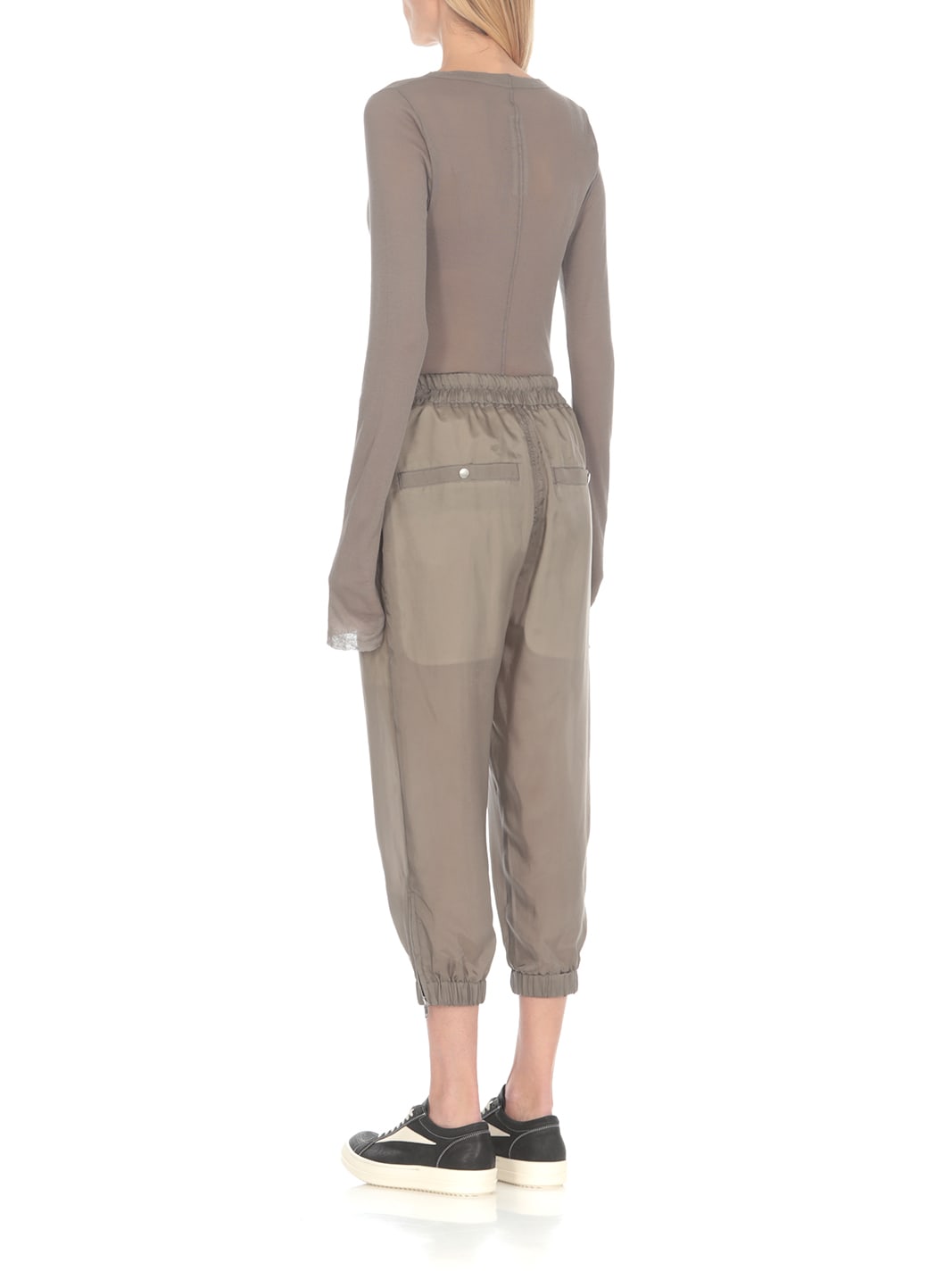 Shop Rick Owens Cropped Track Trousers In Dust