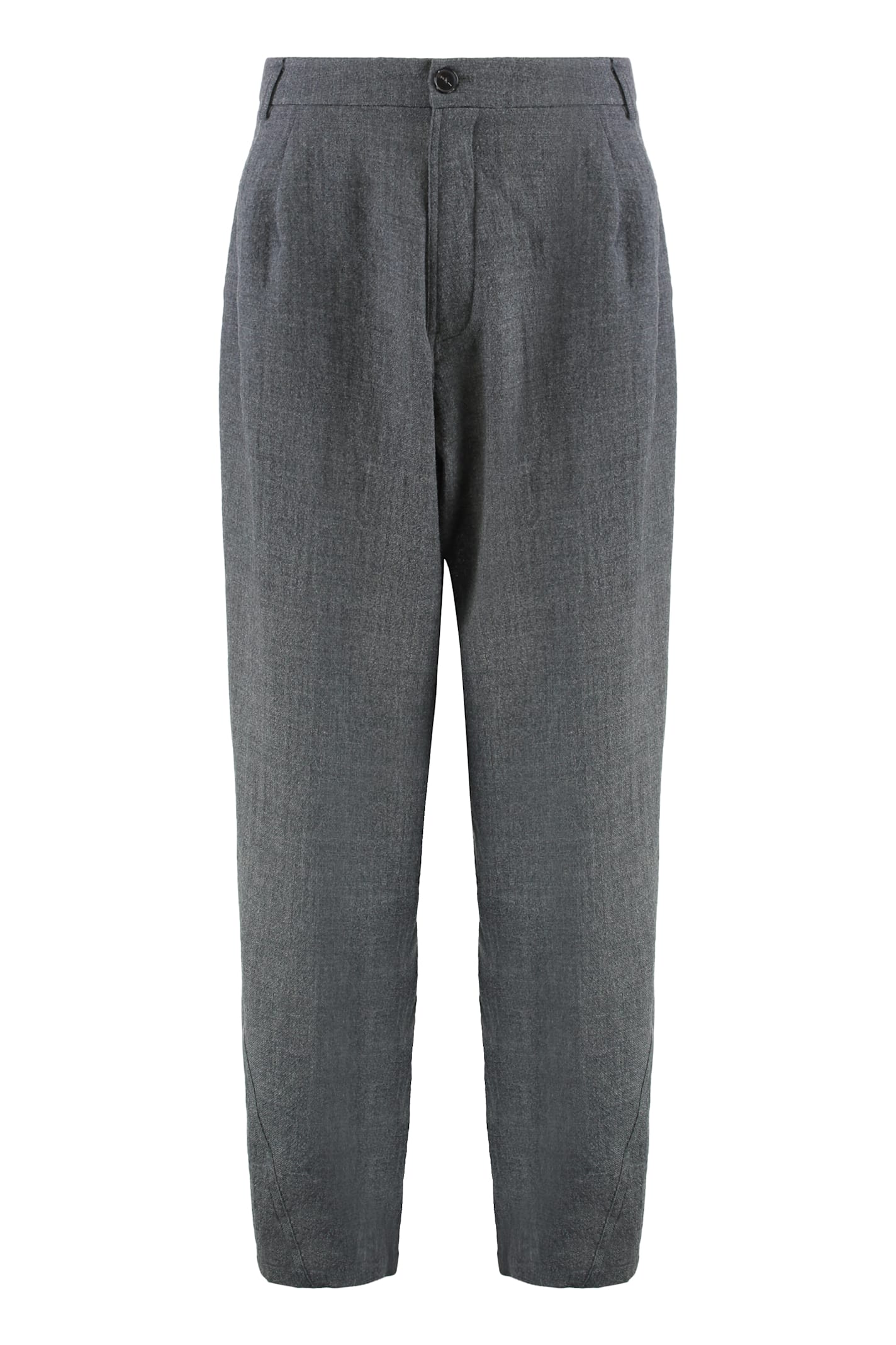 Darkpark Relaxed Fit Wool Trousers With Pleated Front In Gray