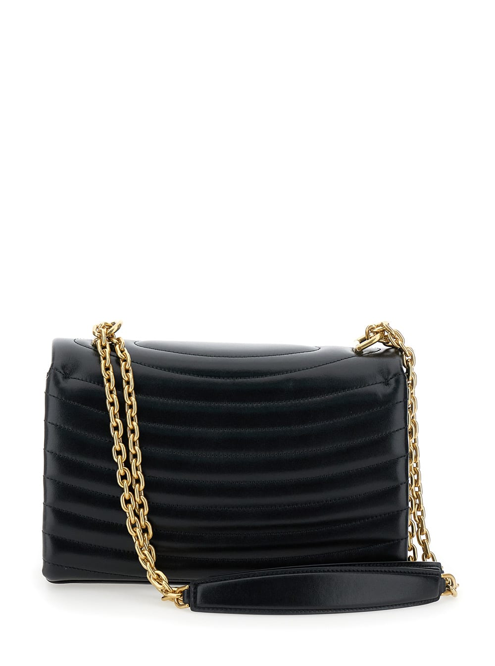 Shop Ferragamo Black Crossbody Bag With Gancini Detail In Matelassé Leather Woman