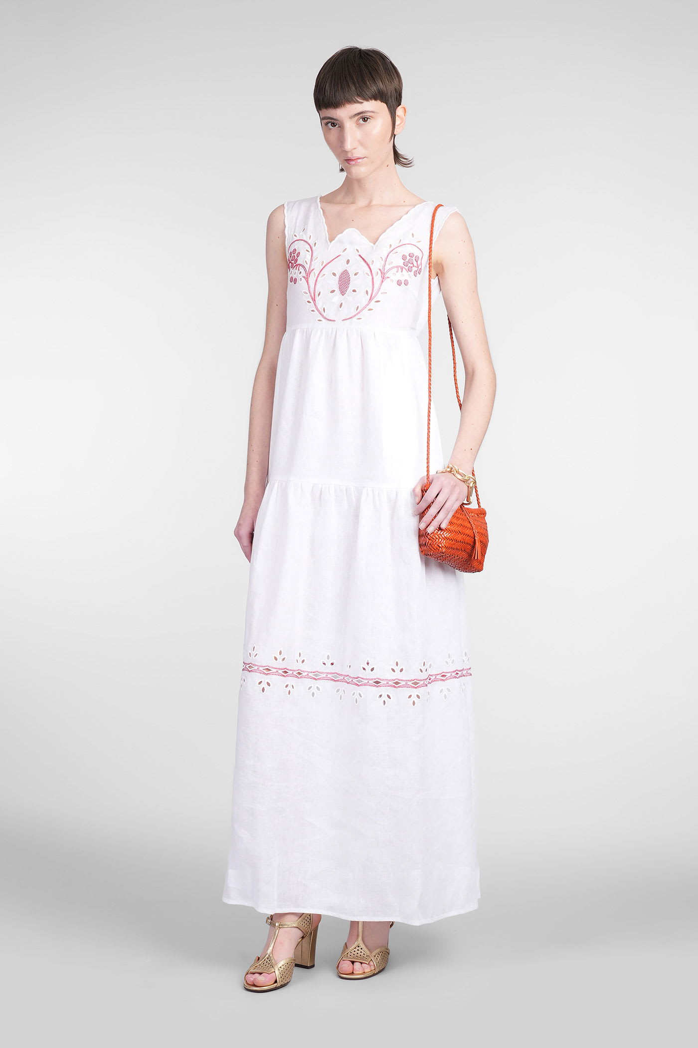 Holy Caftan Embroidery-detail Maxi Dress In White
