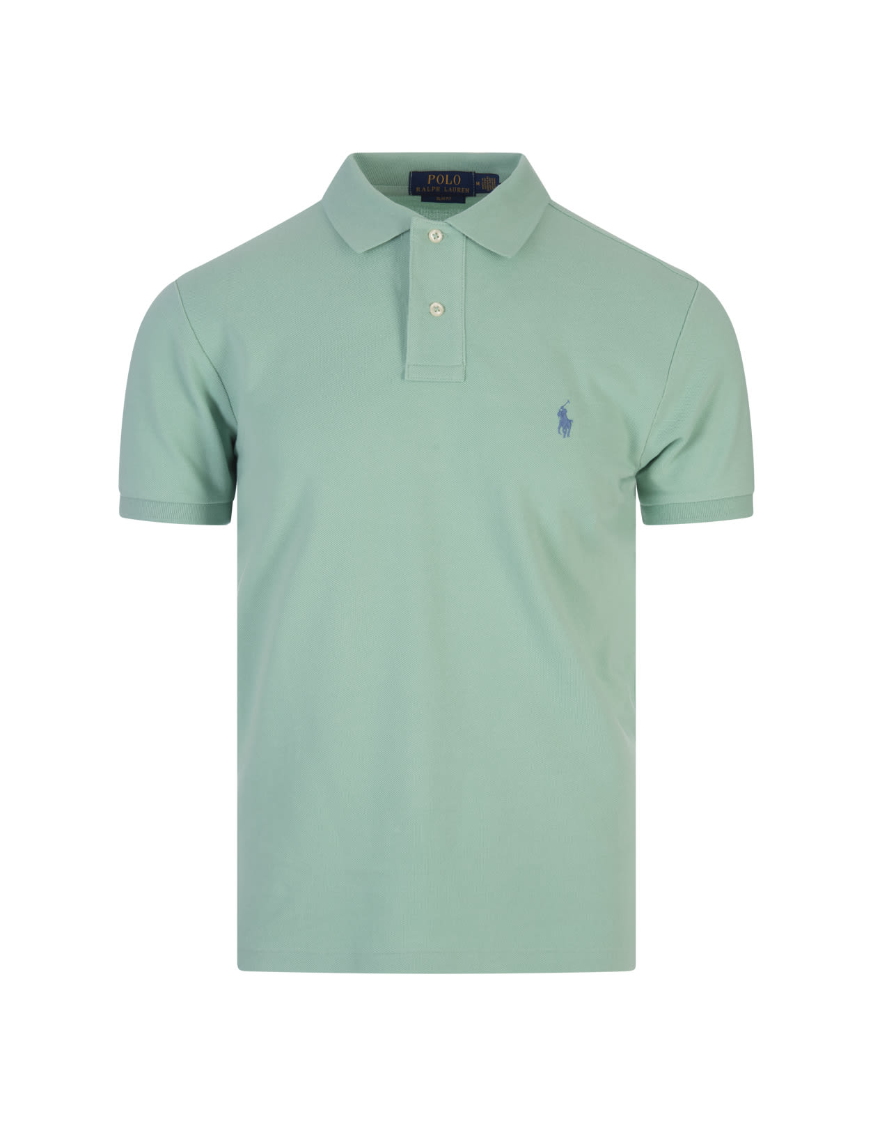 Shop Ralph Lauren Slim-fit Polo Shirt In Celadon Piqué In Celadon/c7580