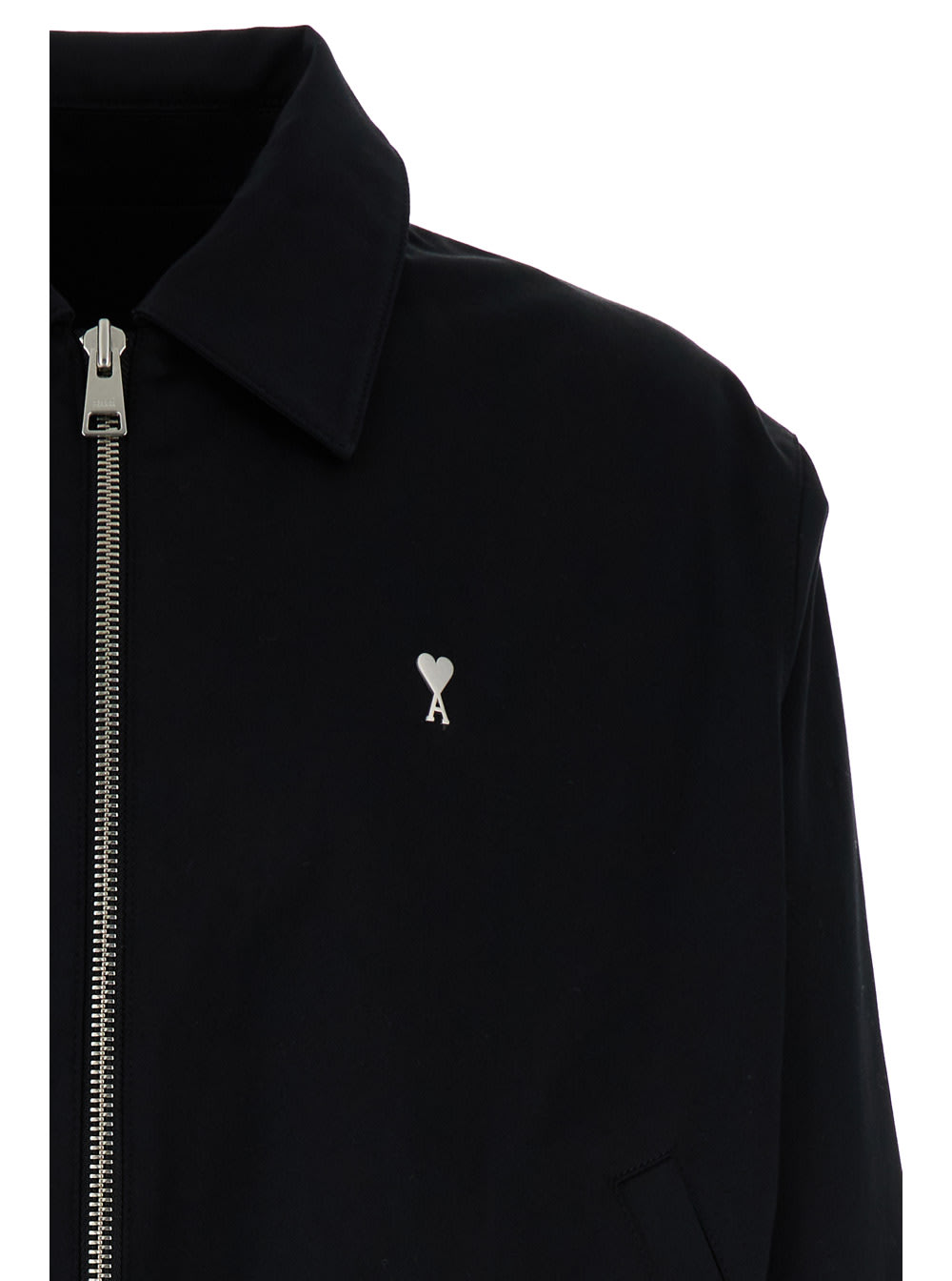 Shop Ami Alexandre Mattiussi Black Jacket With Collar And Adc Logo In Cotton Man