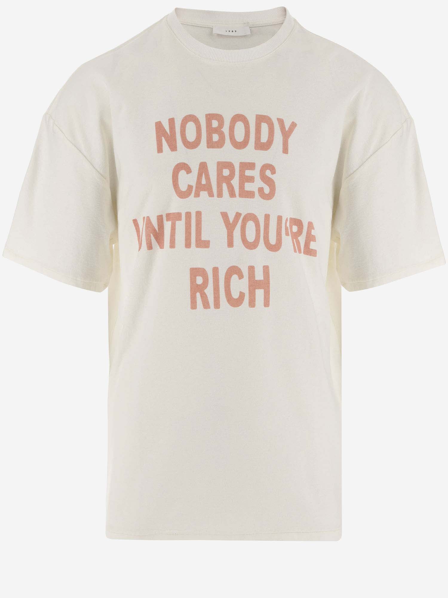 Cotton T-shirt With Slogan Print