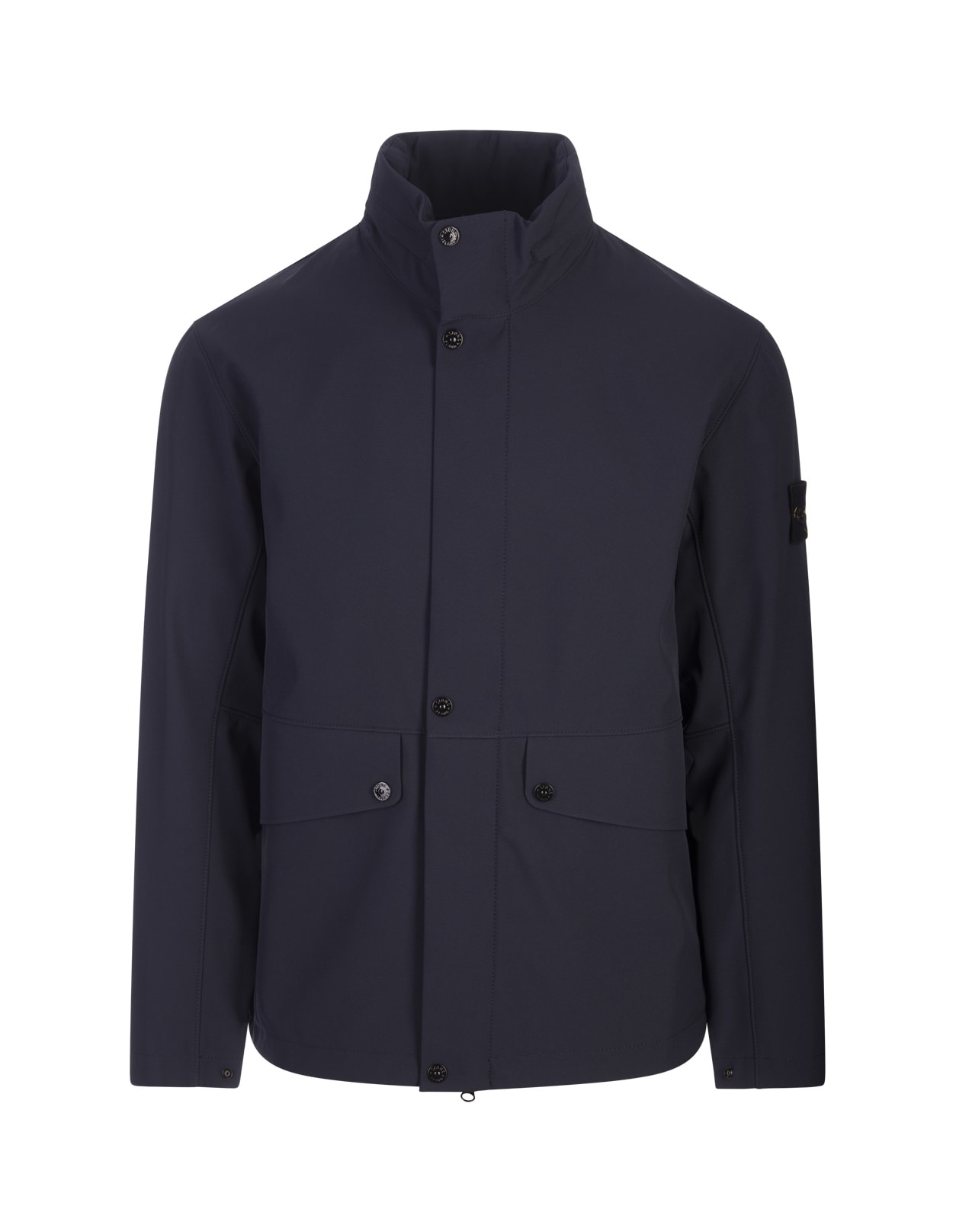 Stone Island Light Soft Shell-r_e.dye Jacket In Navy Blue Recycled Polyester