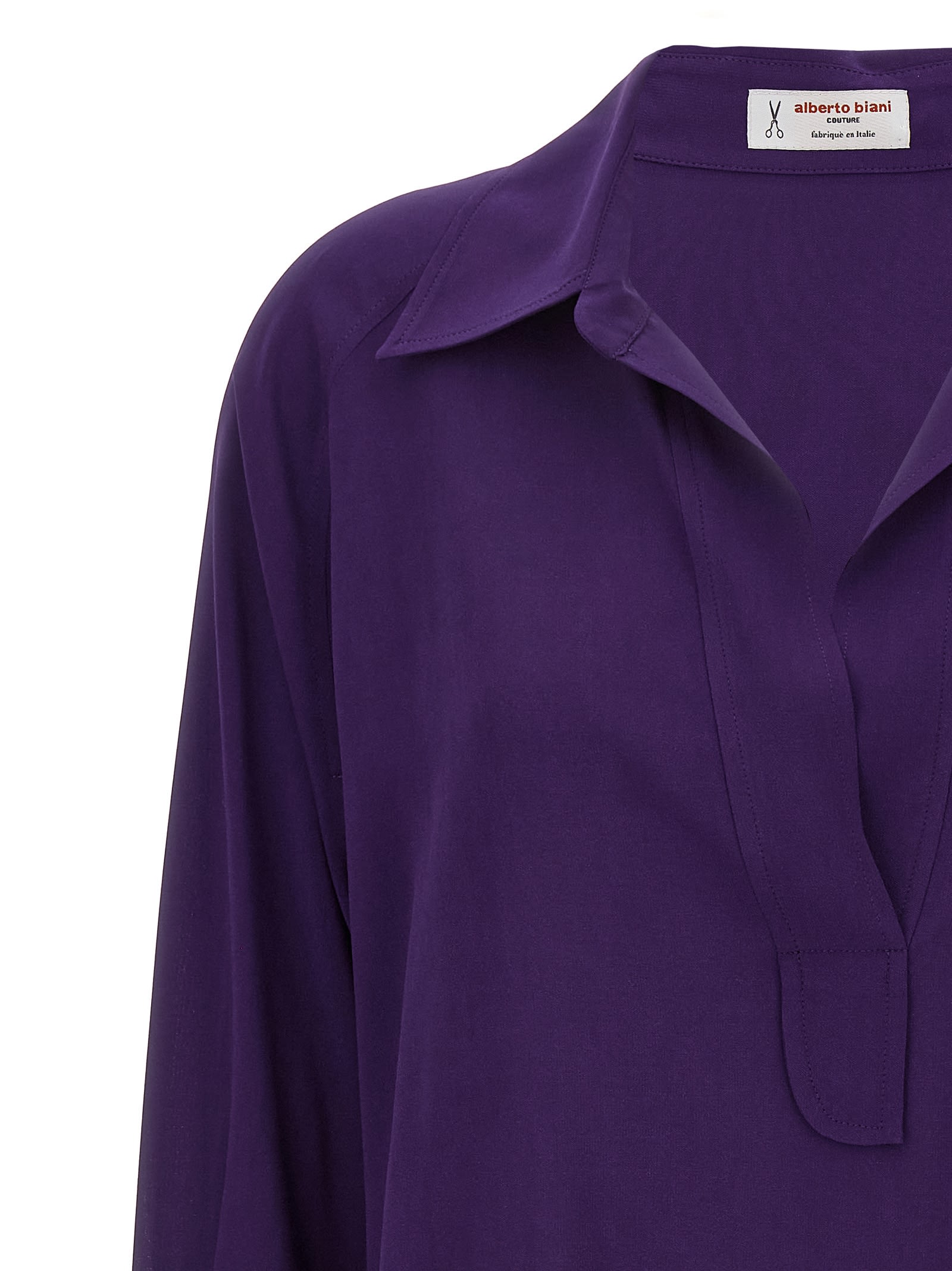 Shop Alberto Biani Georgette Crepe Blouse In Purple