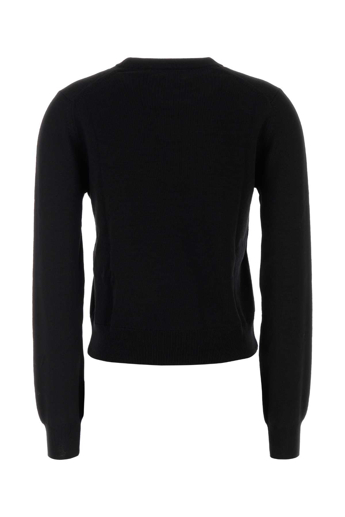 Maison Kitsuné Wool Knit Sweater With Ribbed Cuffs And Hem In Black
