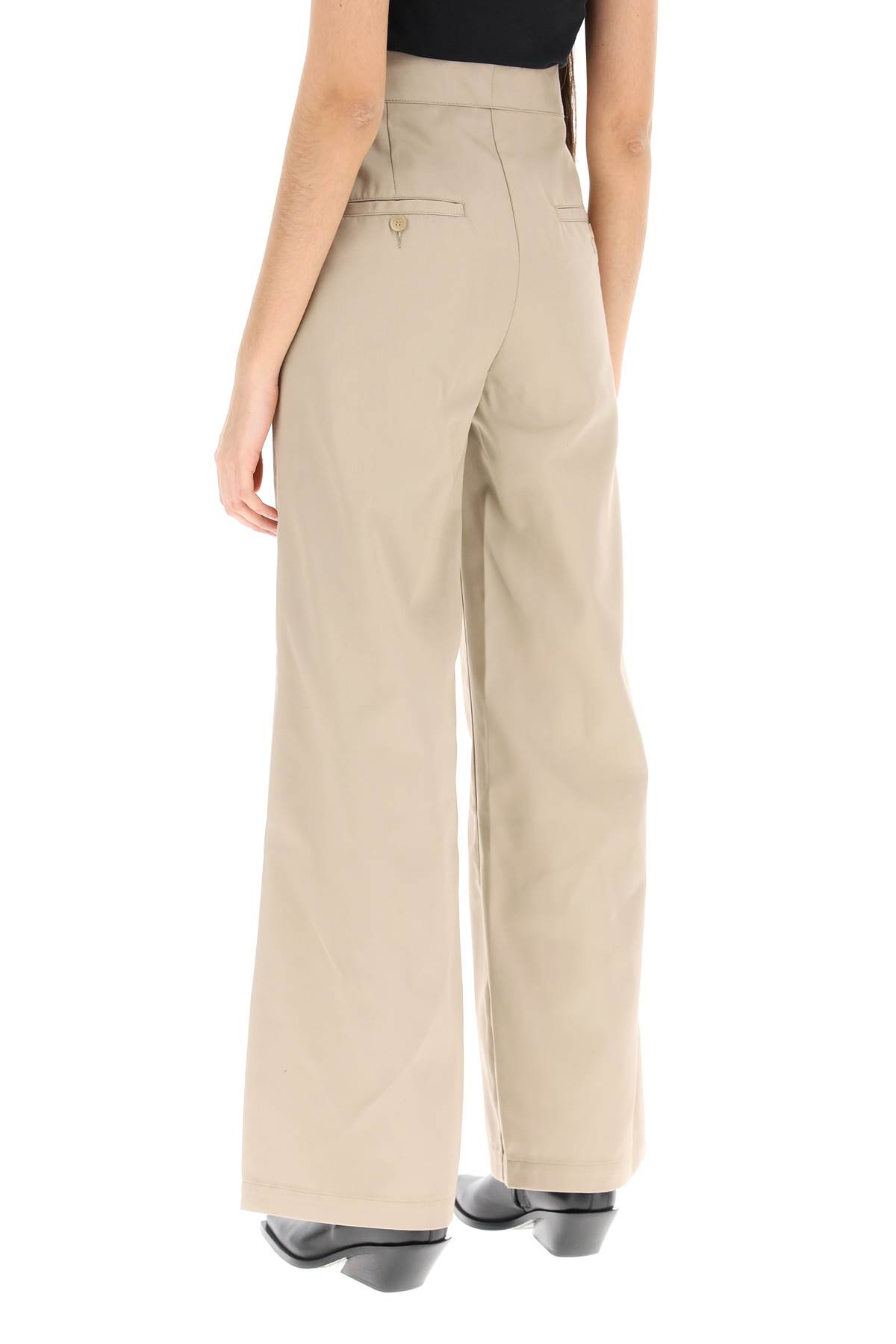 Shop Palm Angels Reversed Waistband Chino Pants In Beige White (beige)