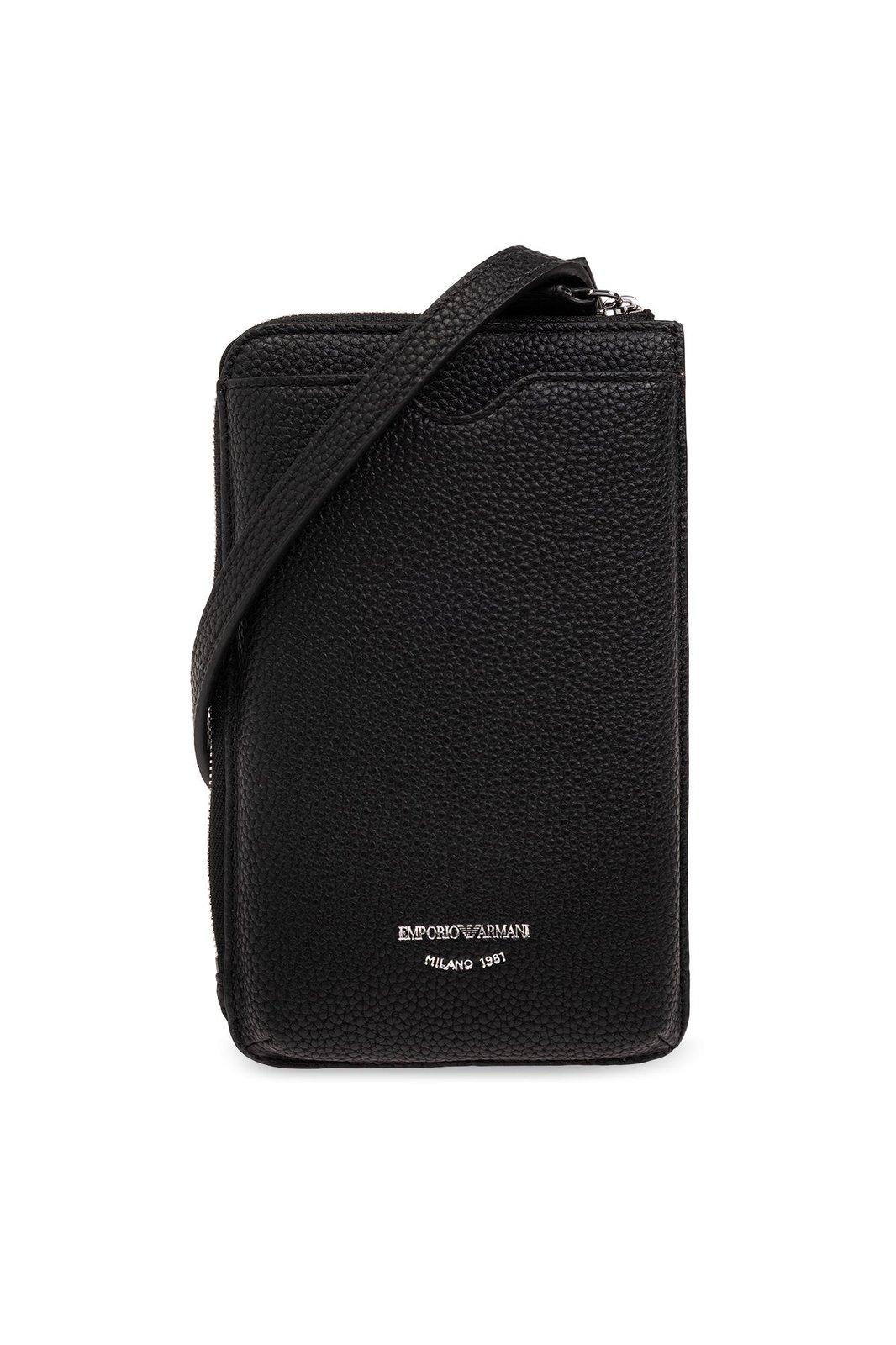 Shop Emporio Armani Strapped Phone Holder In Black