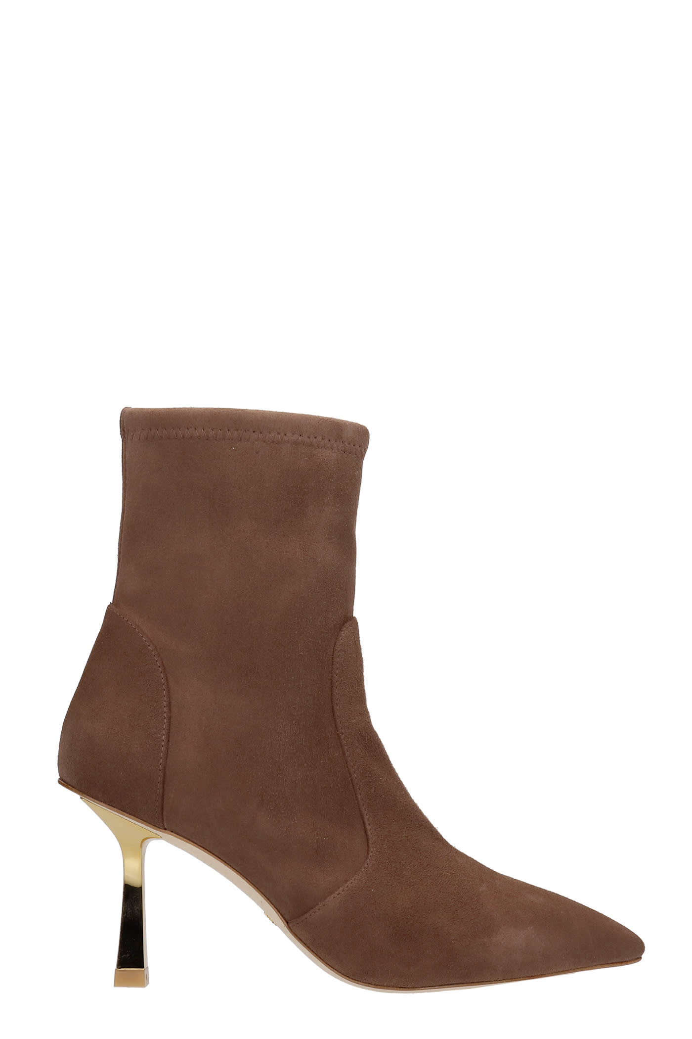 Buy Stuart Weitzman Max 85 High Heels Ankle Boots In Brown Suede online, shop Stuart Weitzman shoes with free shipping