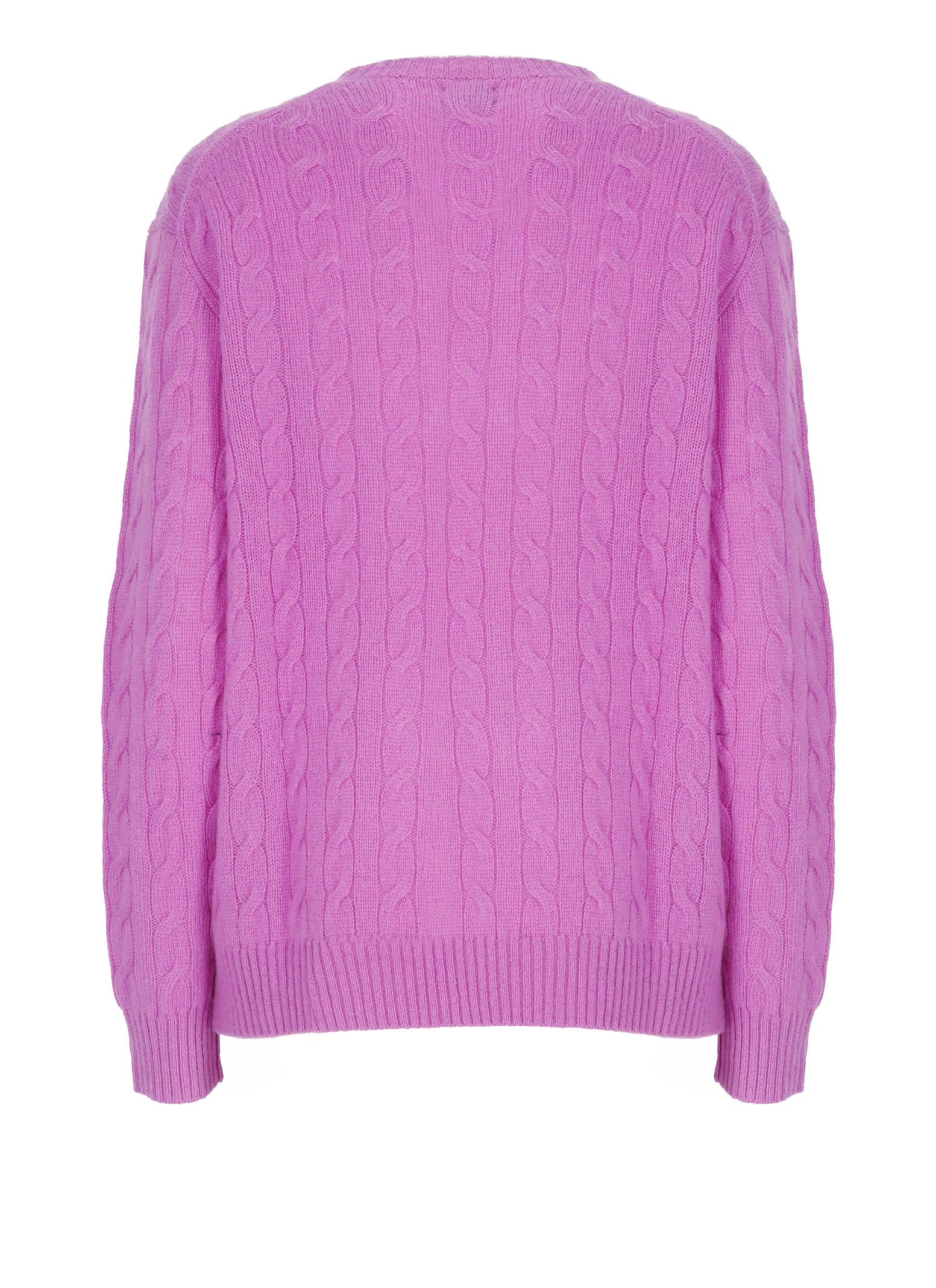 Polo Ralph Lauren Purple Cable-knit Sweater In Wool And Cashmere In Purple