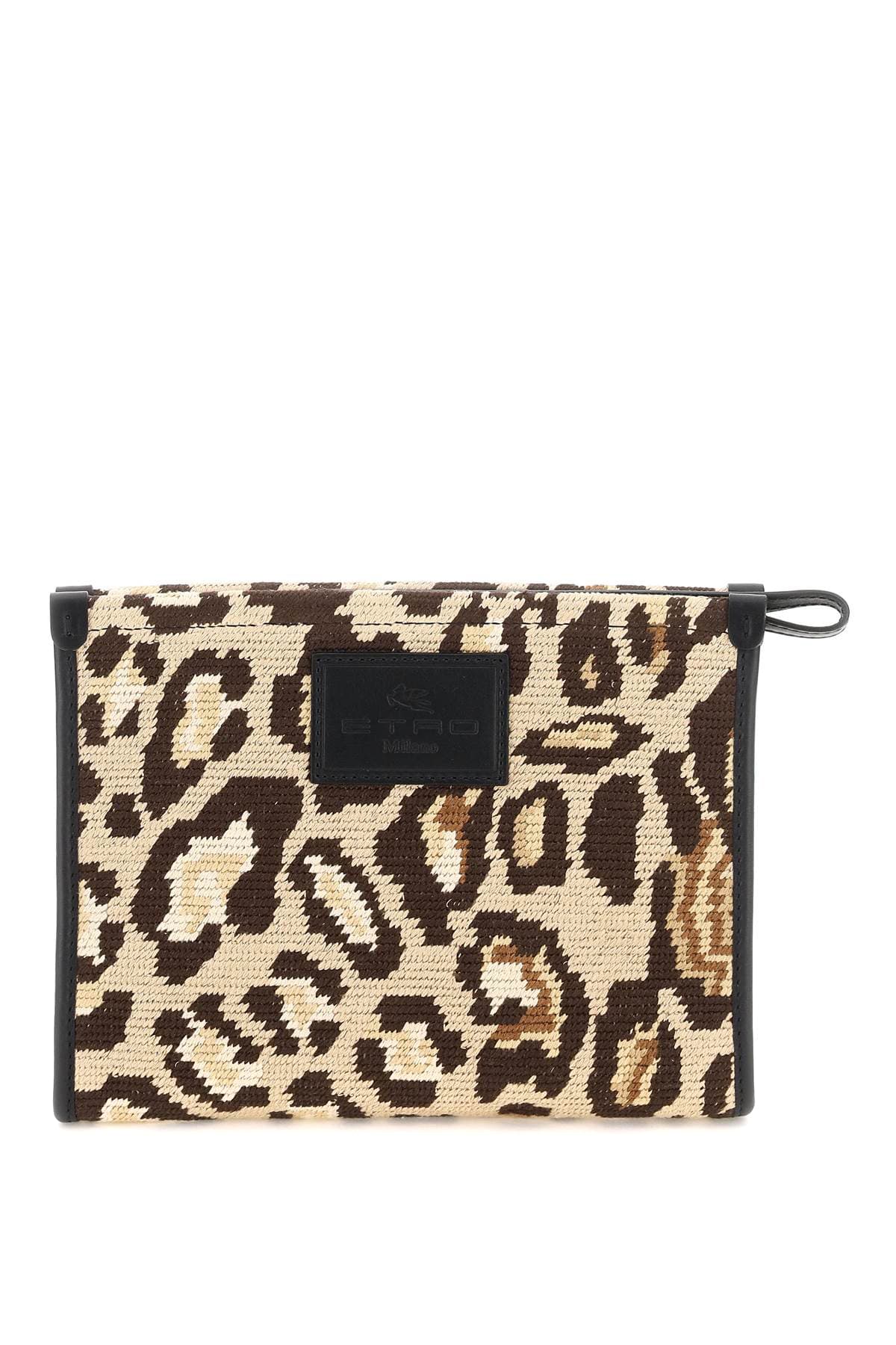 Etro Animalier Emboidered Fabric Pouch