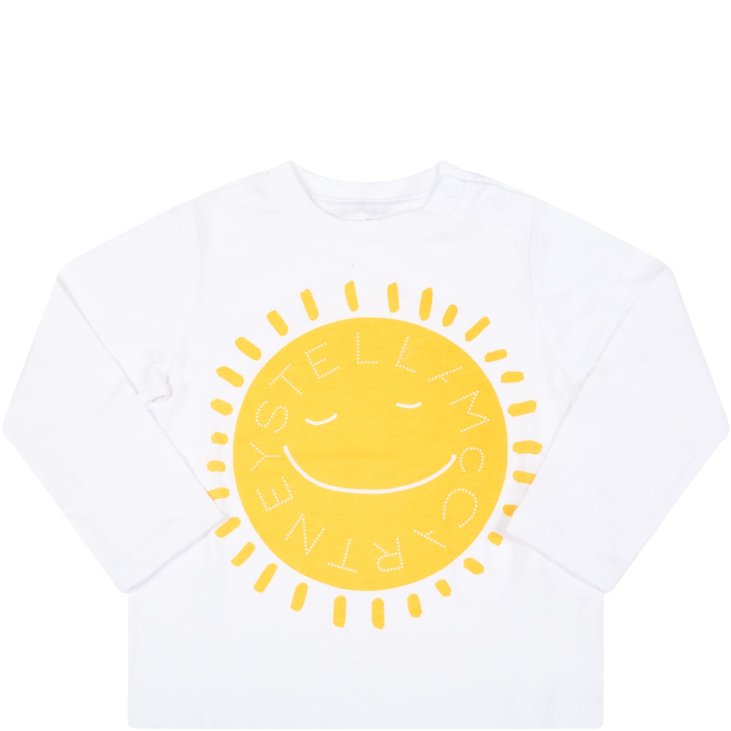 Stella McCartney Kids White T-shirt For Babykids With Yellow Sun