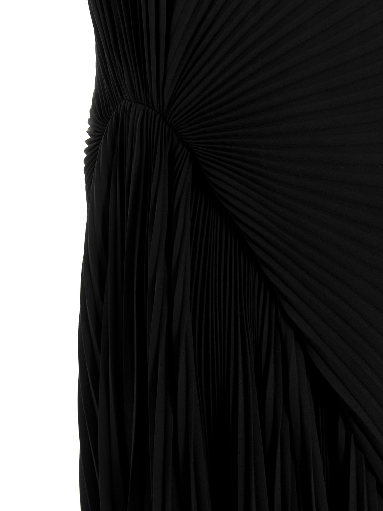 Shop Balenciaga Asymmetrical Pleated Dress In Black