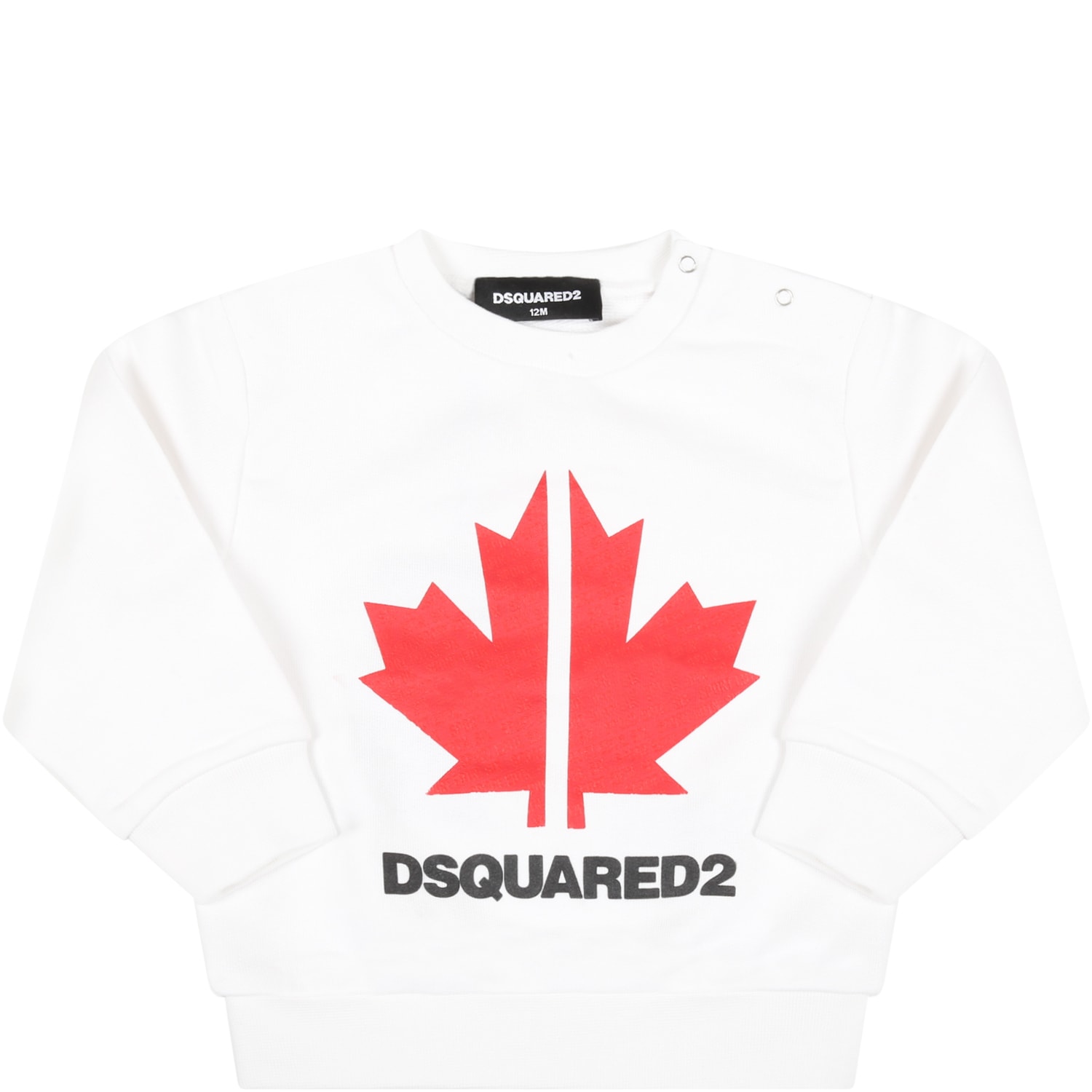 Dsquared2 White Sweatshirt For Baby Boy With Maple Leaf