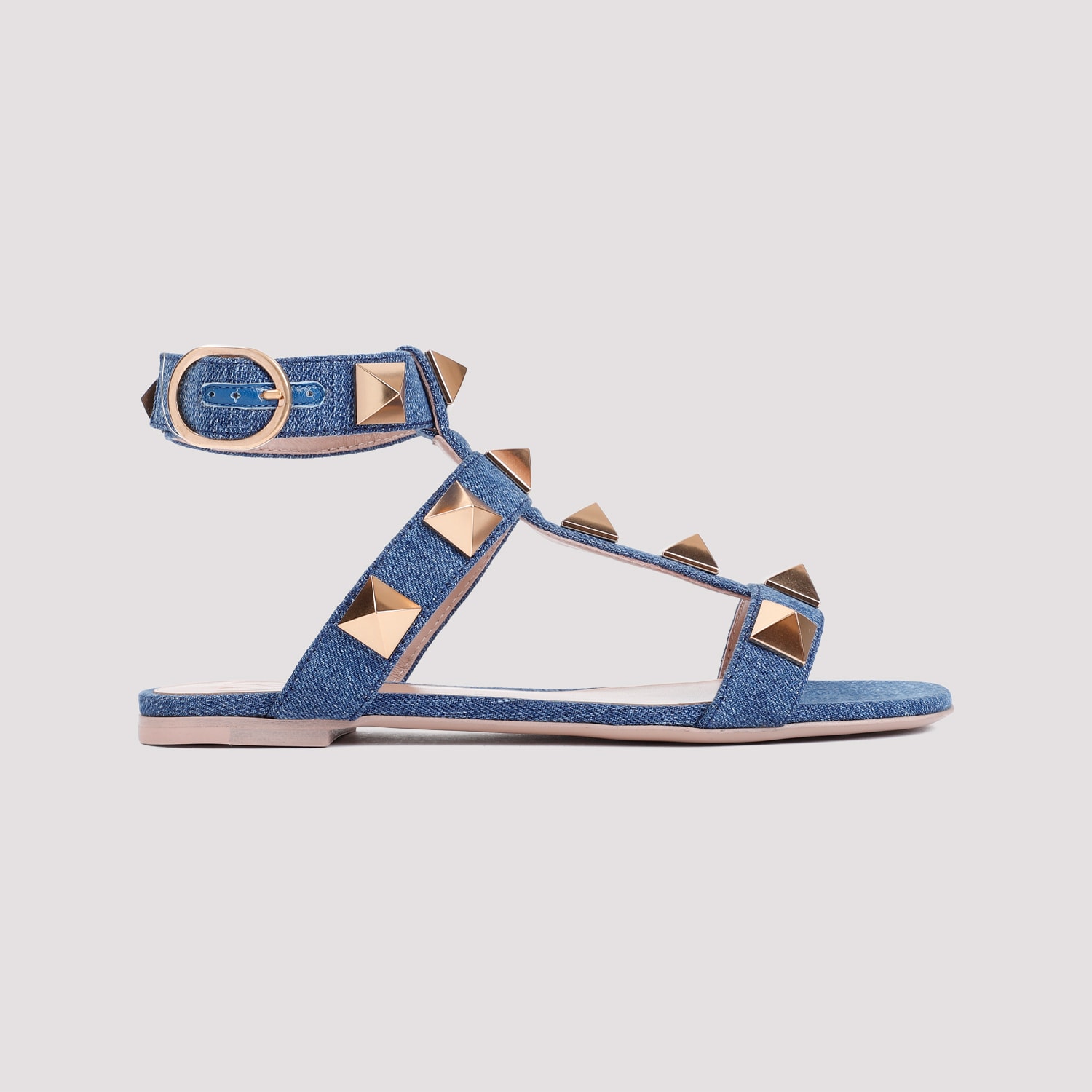 Shop Valentino Cotton Sandals In Denim