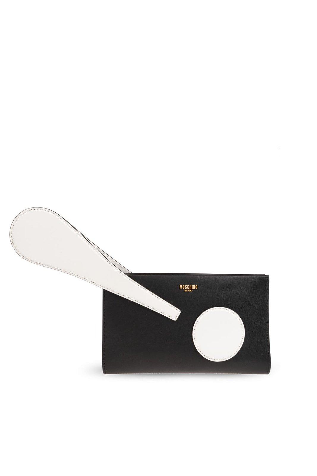 Shop Moschino Exclamation Mark Clutch Bag In Nero