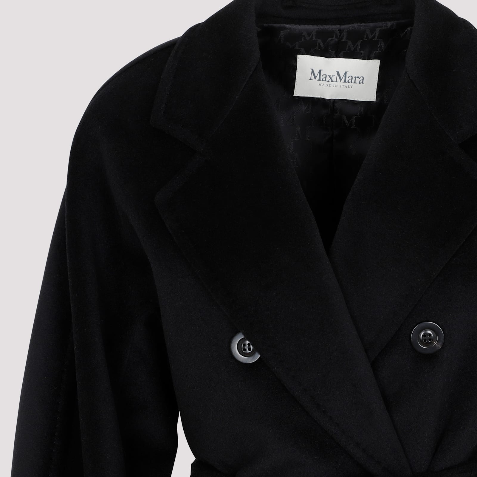 Max Mara Double-breasted Coat With Belt Coats Blue In Black