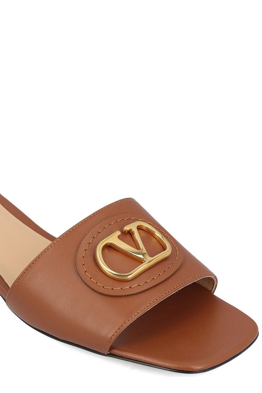 Valentino Vlogo Signature Leather Sandal In Brown