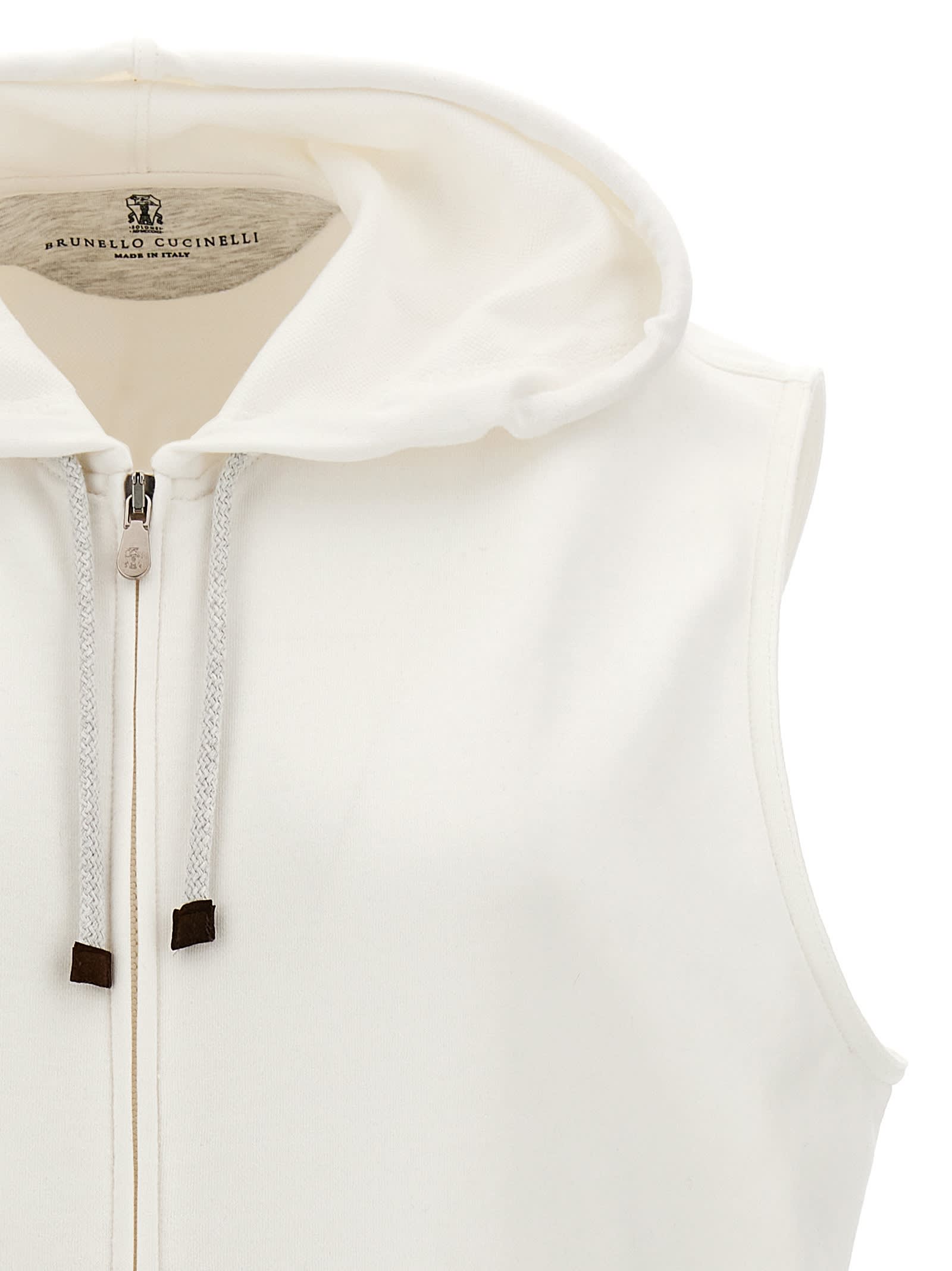 Shop Brunello Cucinelli Sleeveless Sweatshirt In White