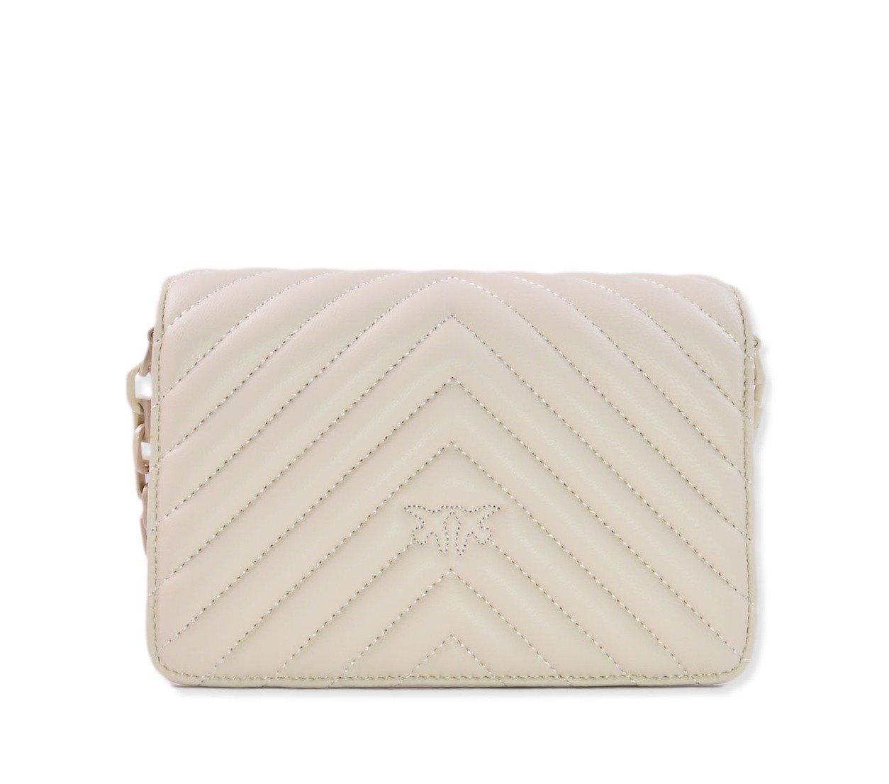 Shop Pinko Logo-plaque Quilted Crossbody Bag In White