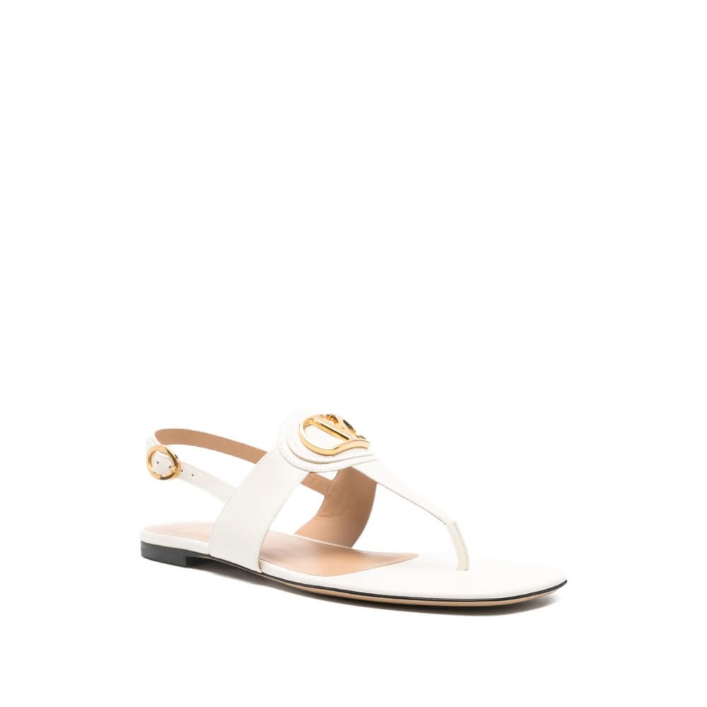 Valentino Vlogo Signature Thong Sandals Flat Sole In White