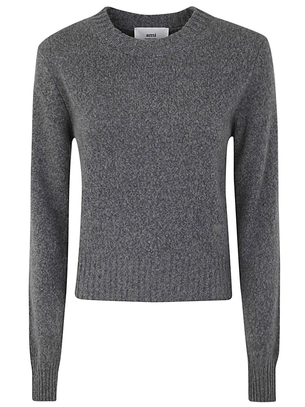 Shop Ami Alexandre Mattiussi Tonal Adc Sweater In Wool Viscose Canvas Heather