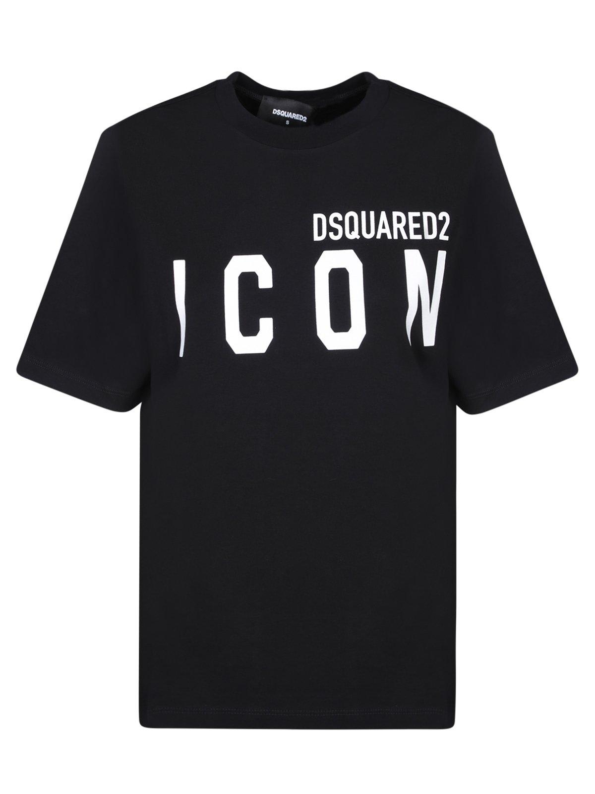 Shop Dsquared2 Logo Printed Crewneck T-shirt In Black