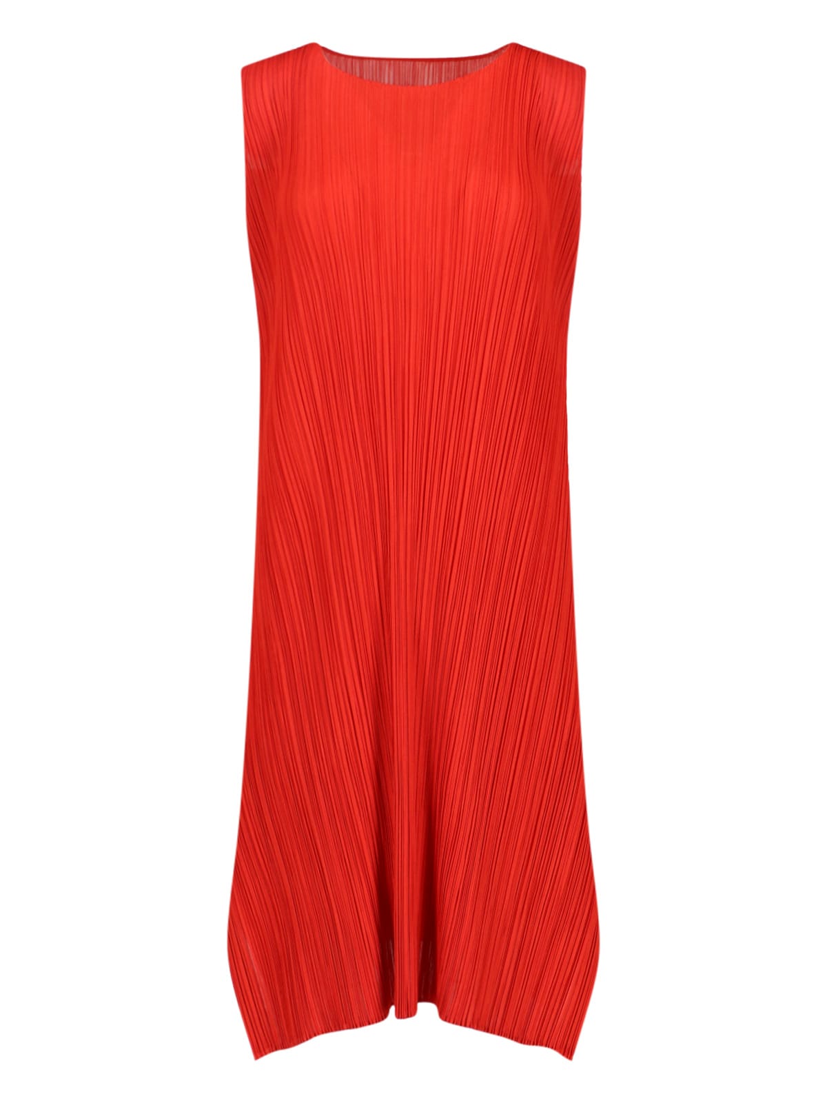 Issey Miyake Womens Bright Red Sleeveless Pleated Knitted Midi Dress In Multi